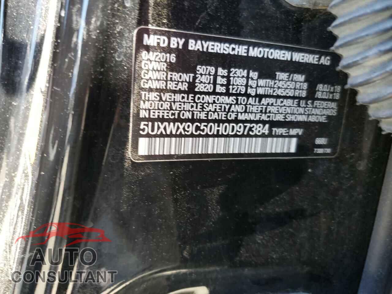 BMW X3 2017 - 5UXWX9C50H0D97384