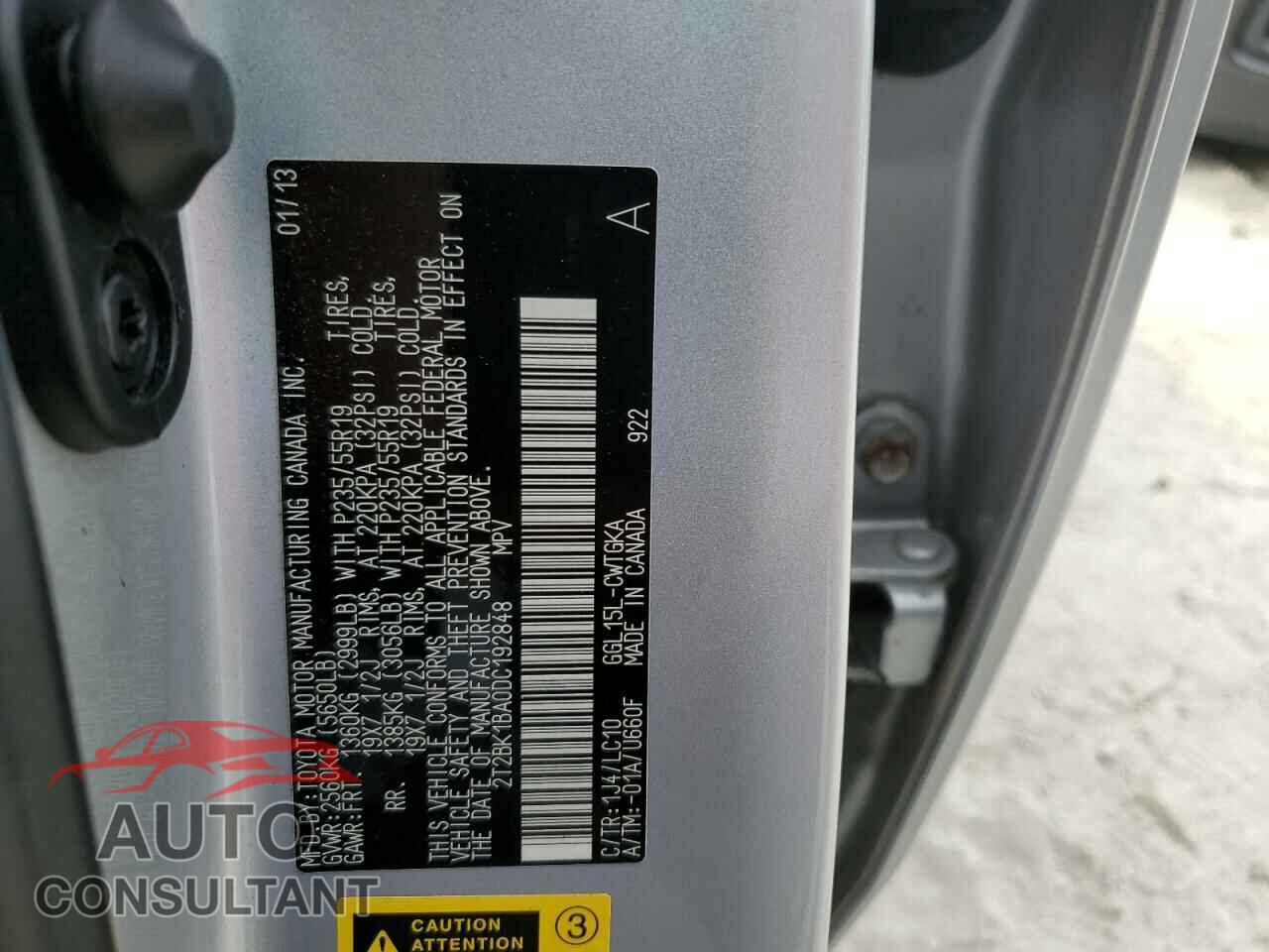 LEXUS RX350 2013 - 2T2BK1BA0DC192848