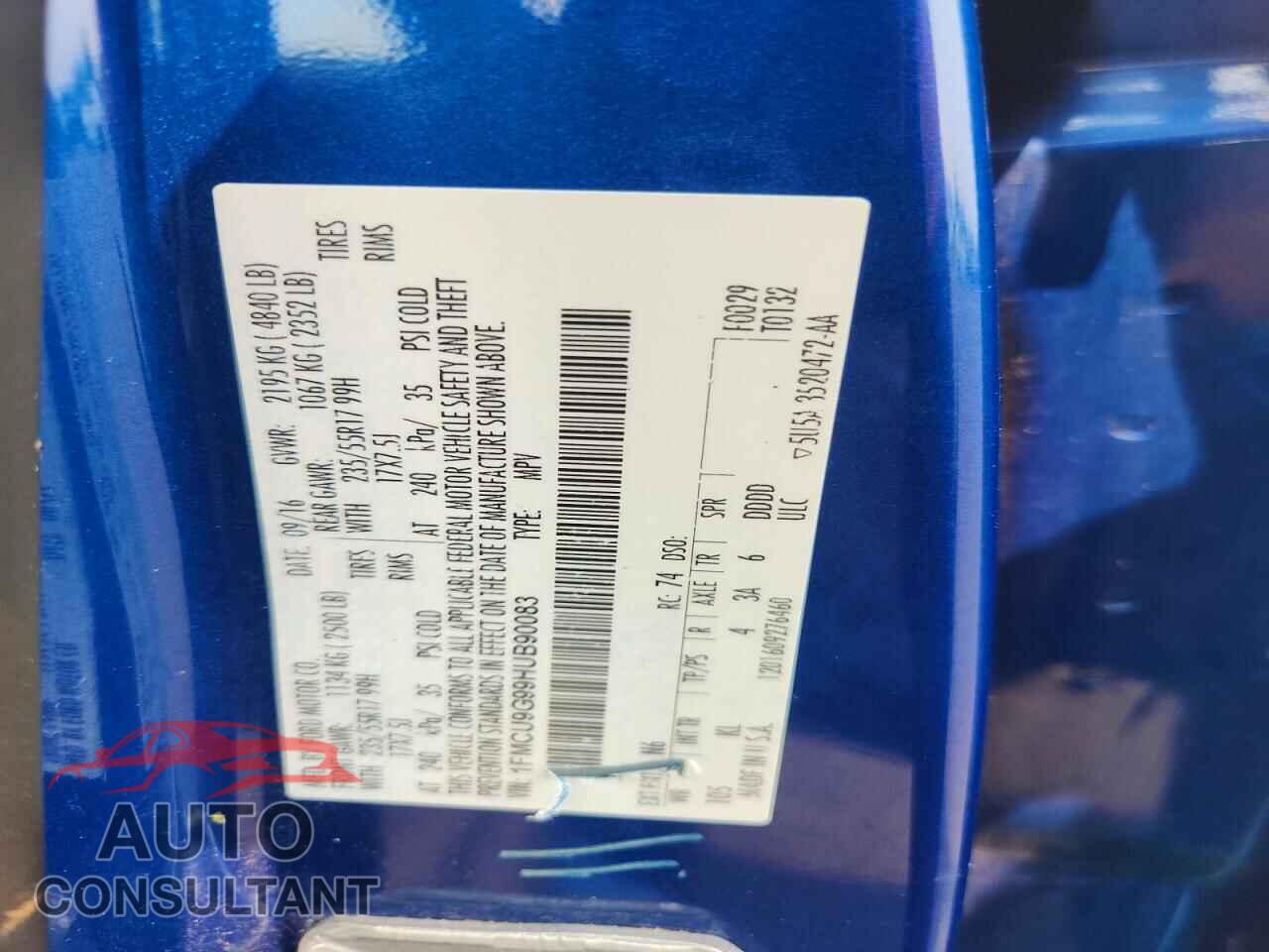 FORD ESCAPE 2017 - 1FMCU9G99HUB90083