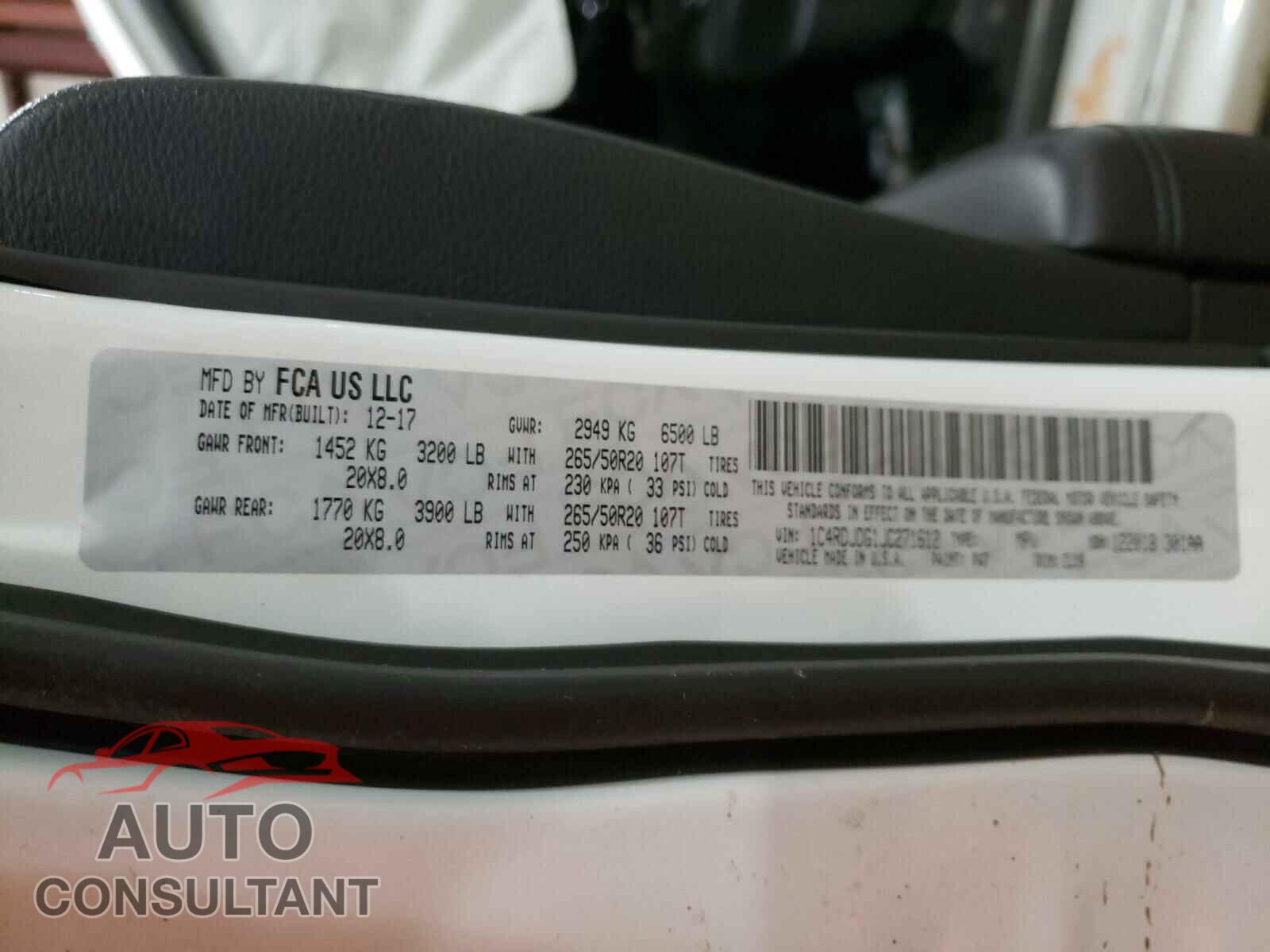 DODGE DURANGO 2018 - 1C4RDJDG1JC271612