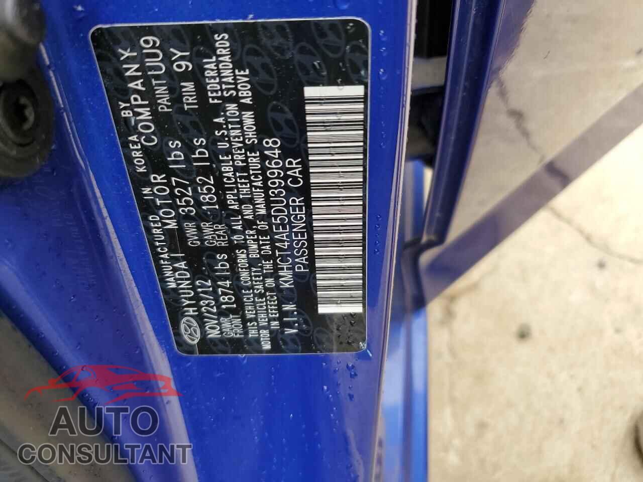 HYUNDAI ACCENT 2013 - KMHCT4AE5DU399648
