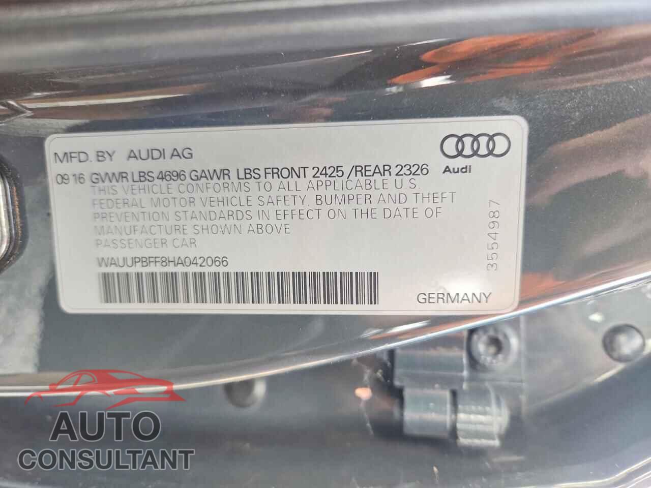 AUDI A3 2017 - WAUUPBFF8HA042066