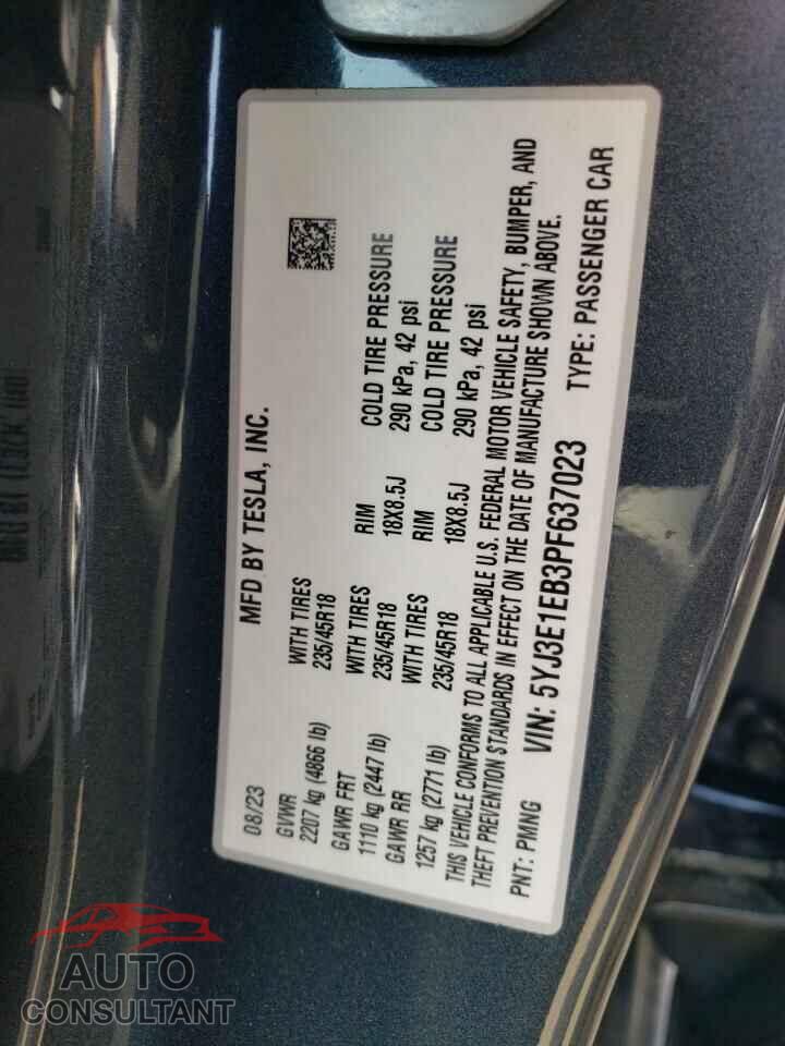 TESLA MODEL 3 2023 - 5YJ3E1EB3PF637023