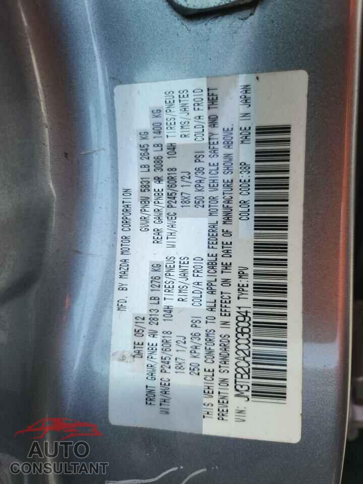 MAZDA CX-9 2012 - JM3TB2CA2C0360941
