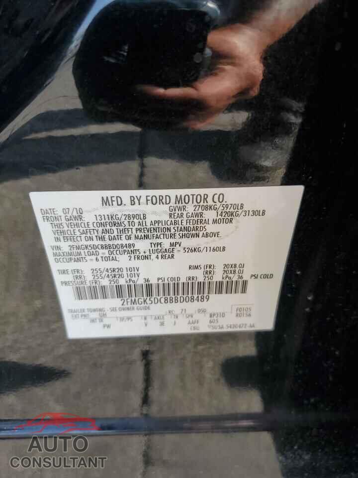 FORD FLEX 2011 - 2FMGK5DC8BBD08489
