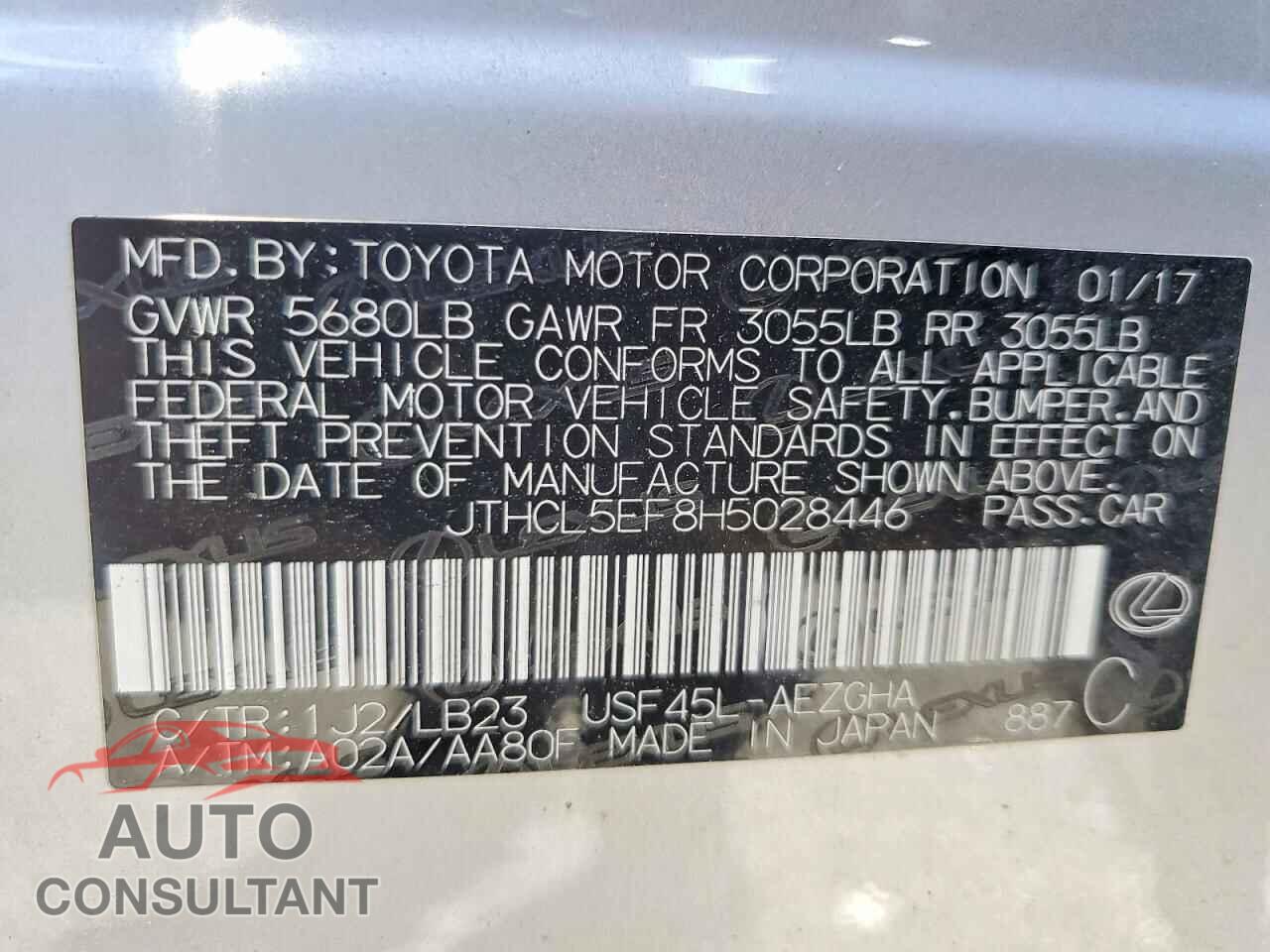 LEXUS LS460 2017 - JTHCL5EF8H5028446