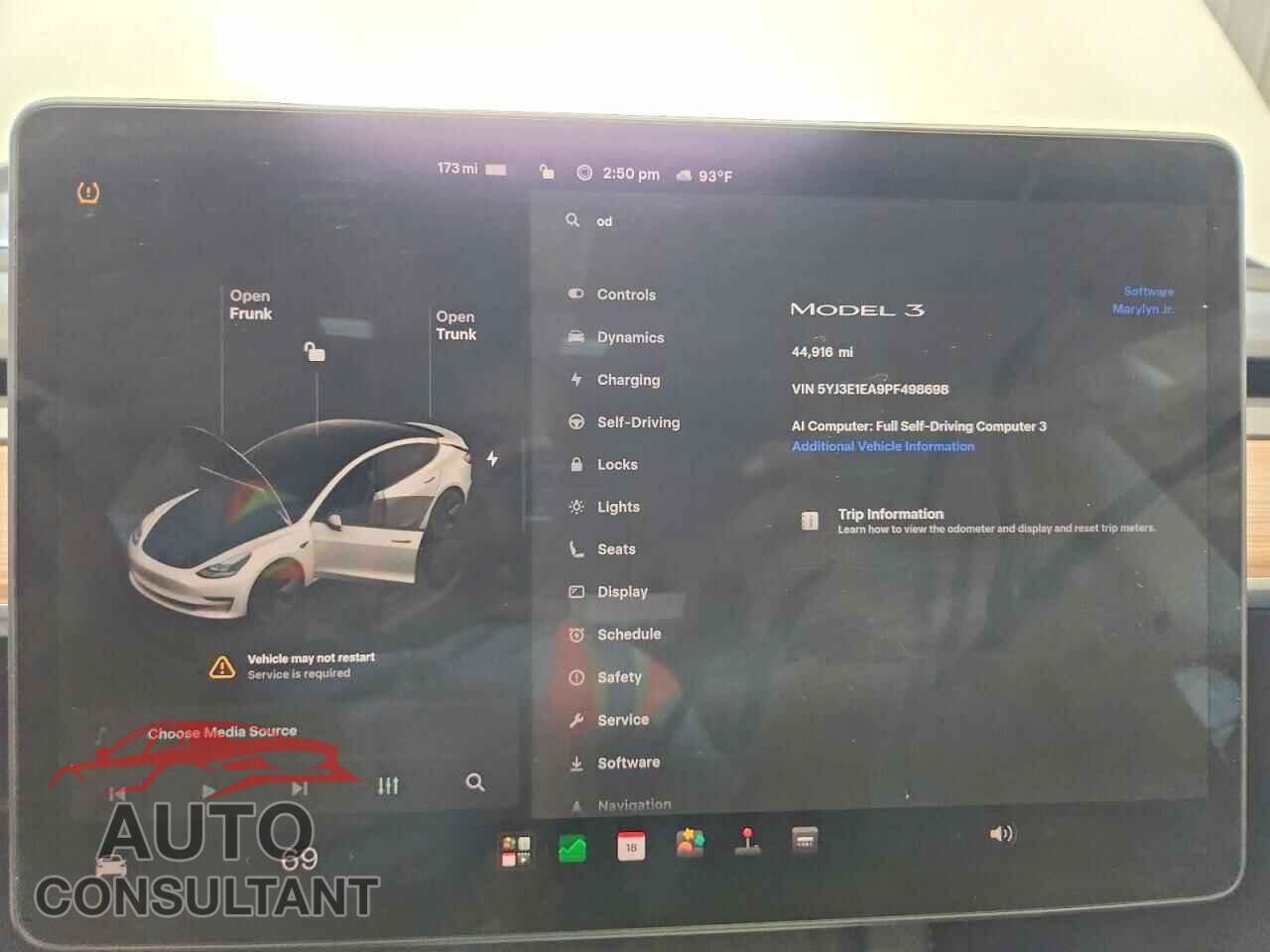 TESLA MODEL 3 2023 - 5YJ3E1EA9PF498698