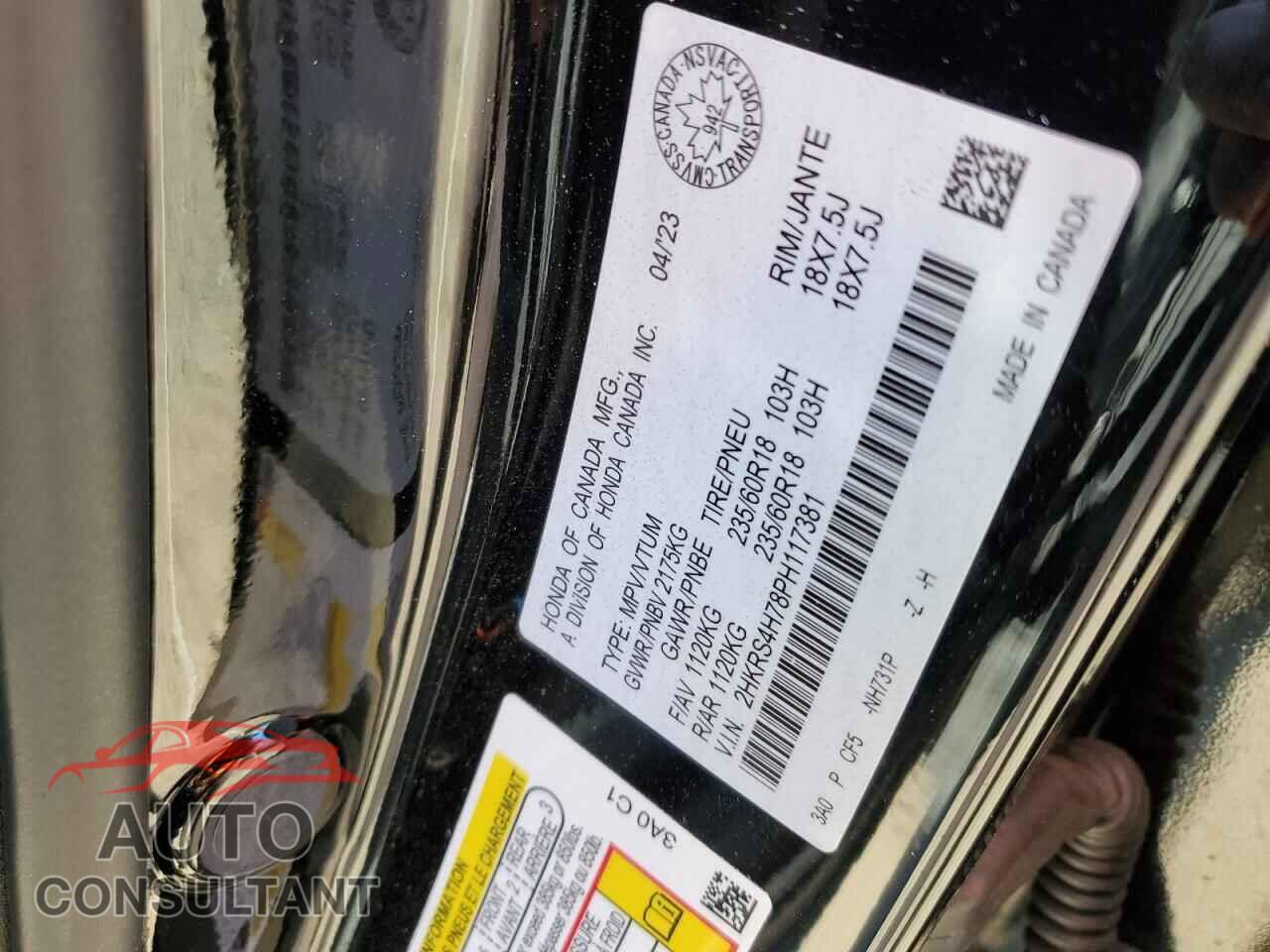 HONDA CRV 2023 - 2HKRS4H78PH117381
