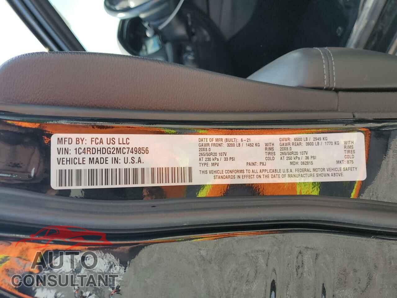 DODGE DURANGO 2021 - 1C4RDHDG2MC749856