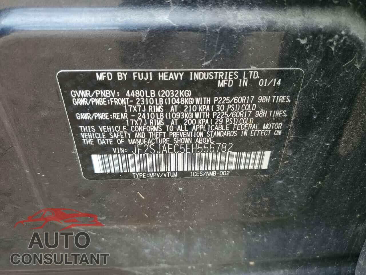 SUBARU FORESTER 2014 - JF2SJAEC5EH556782