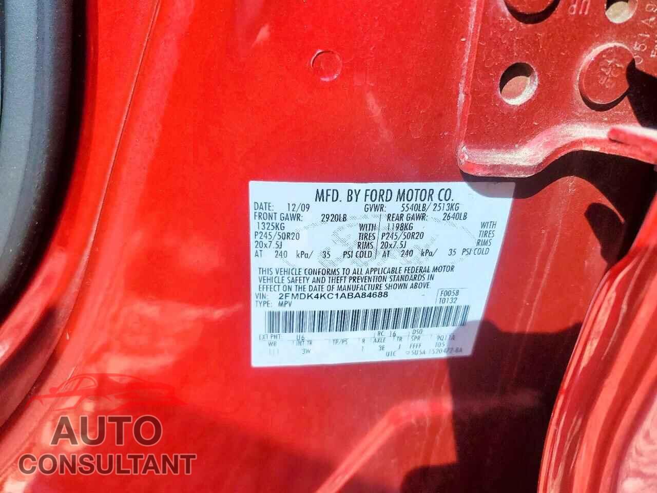 FORD EDGE 2010 - 2FMDK4KC1ABA84688