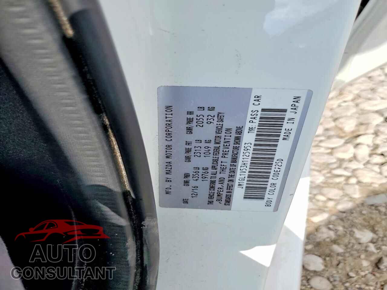 MAZDA 6 2017 - JM1GL1V53H1125953