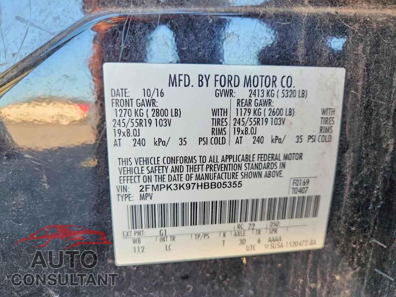 FORD EDGE 2017 - 2FMPK3K97HBB05355