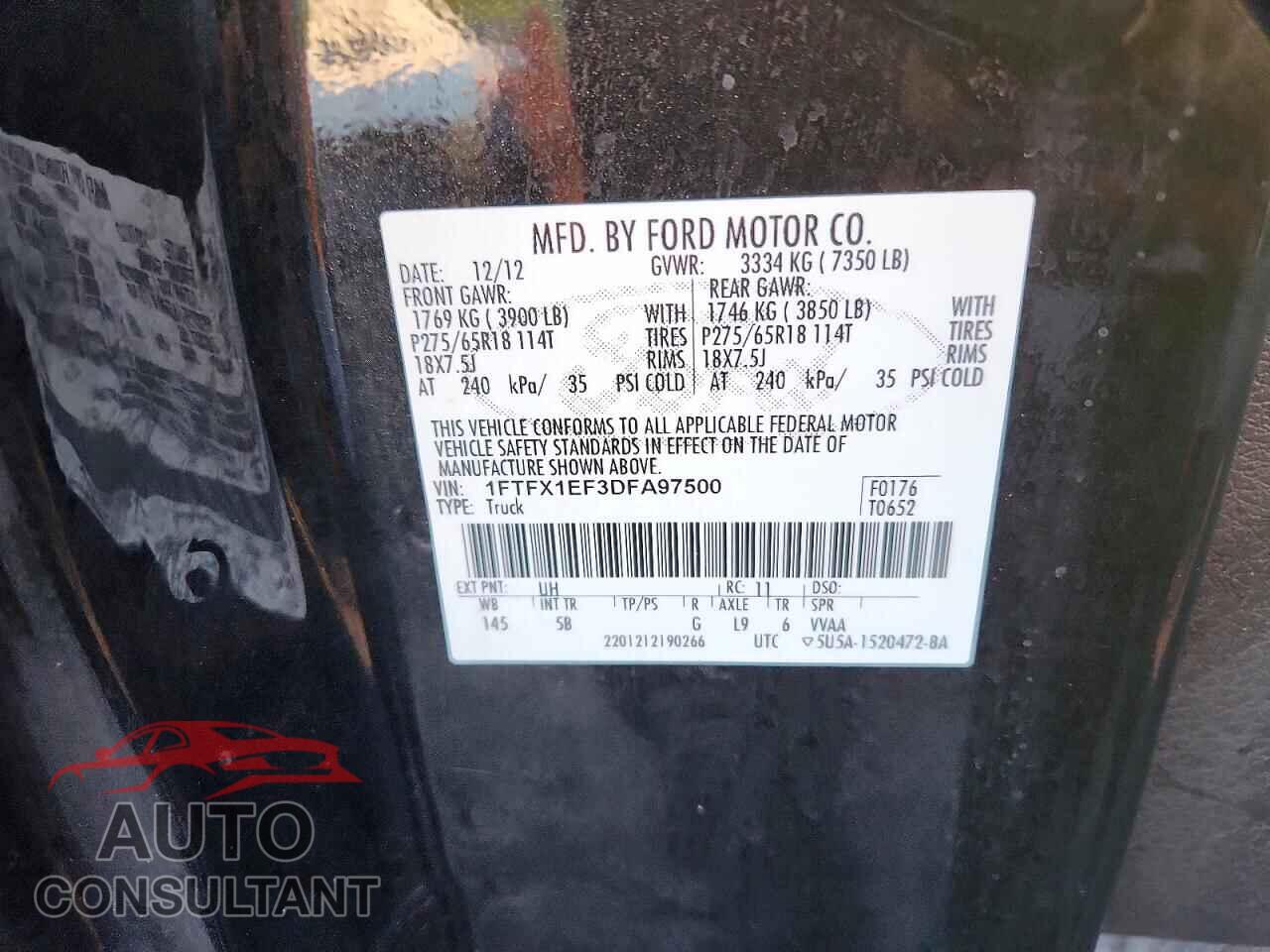 FORD F150 2013 - 1FTFX1EF3DFA97500