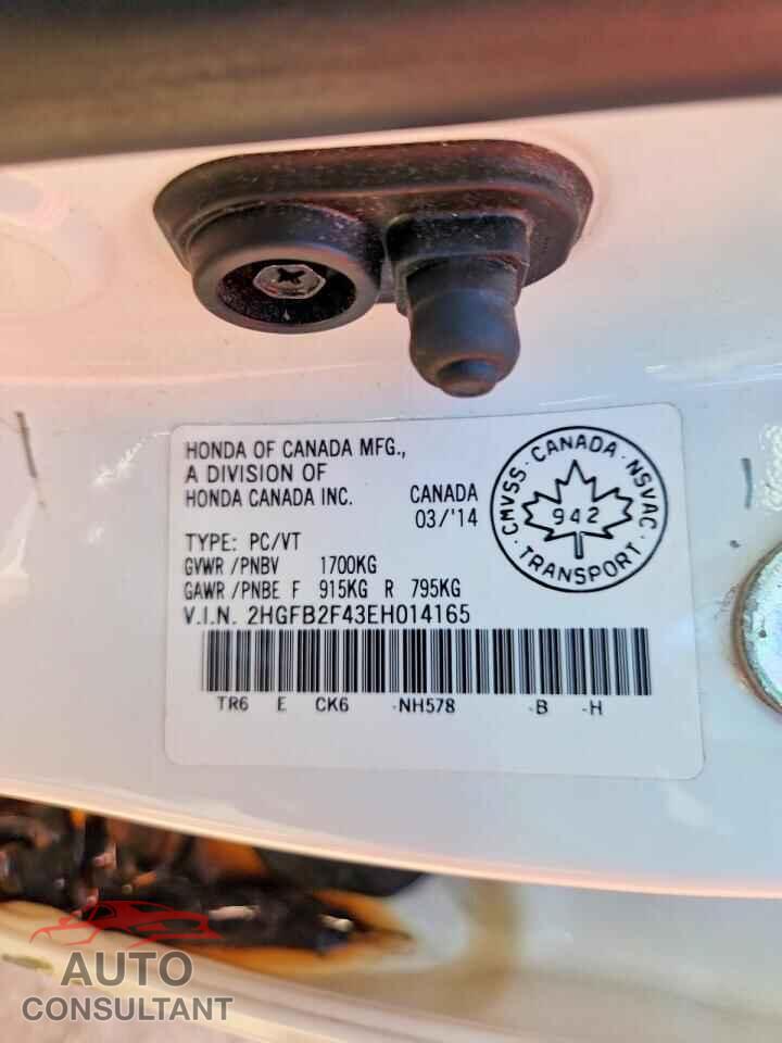 HONDA CIVIC 2014 - 2HGFB2F43EH014165