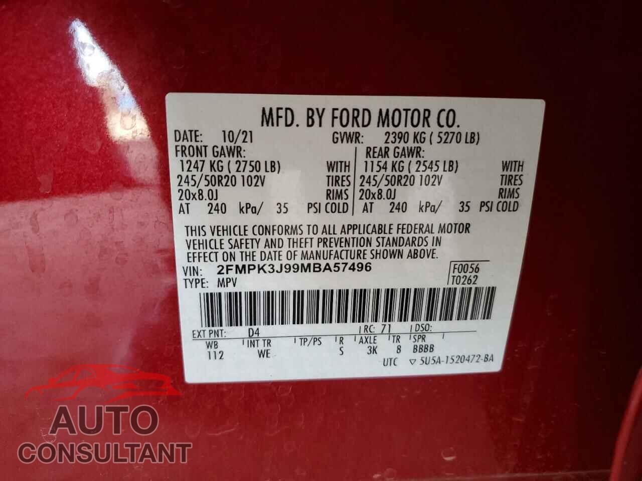 FORD EDGE 2021 - 2FMPK3J99MBA57496