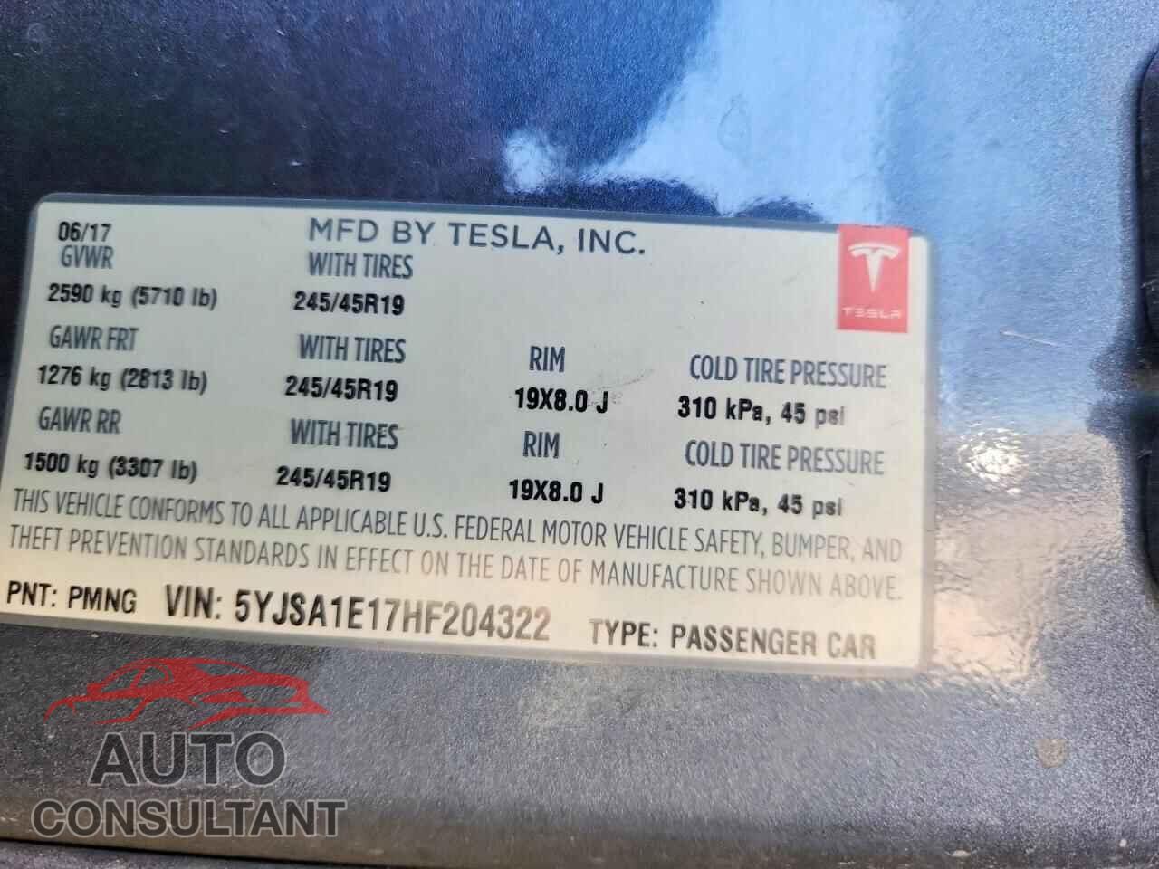 TESLA MODEL S 2017 - 5YJSA1E17HF204322