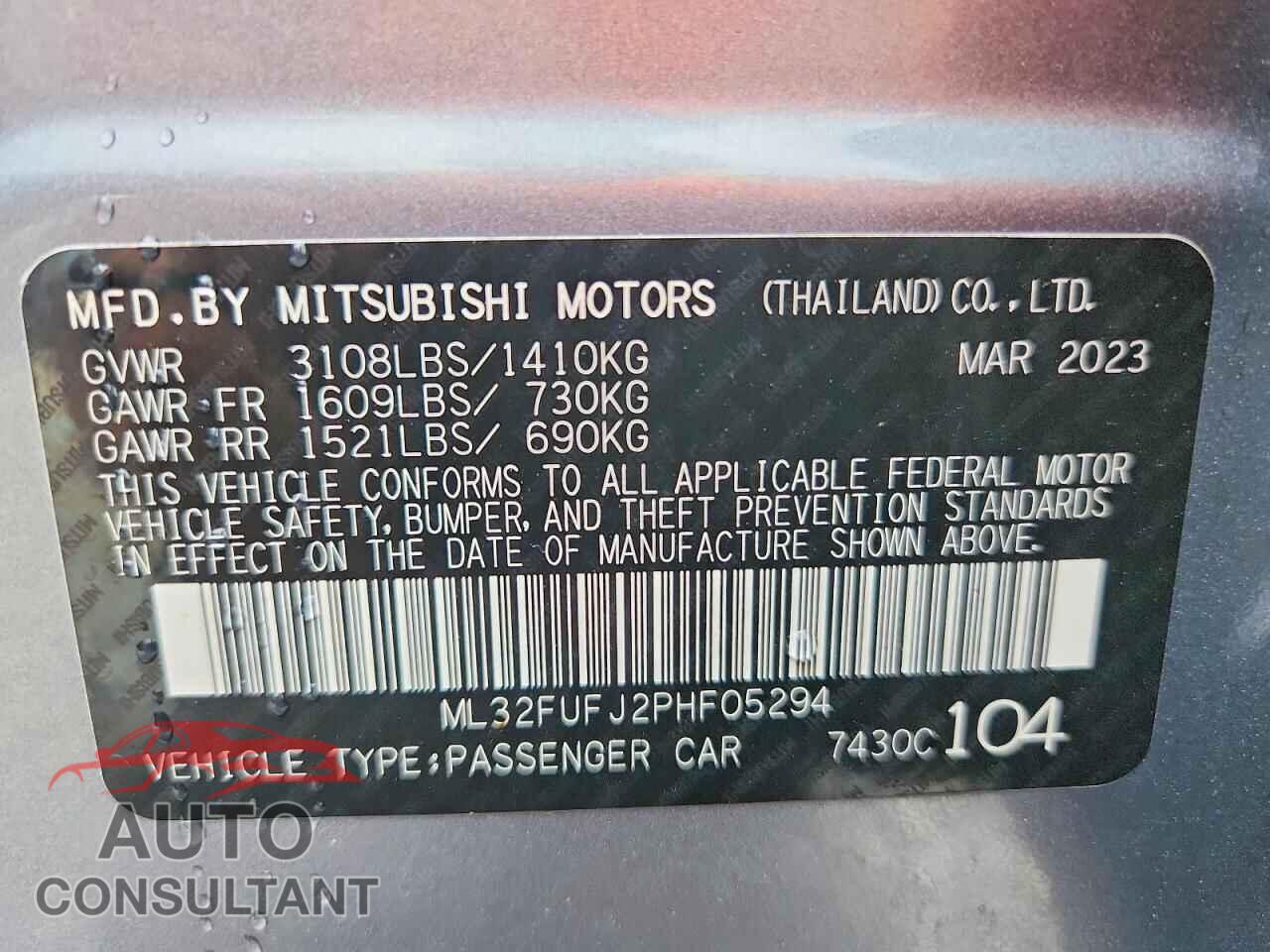 MITSUBISHI MIRAGE 2023 - ML32FUFJ2PHF05294