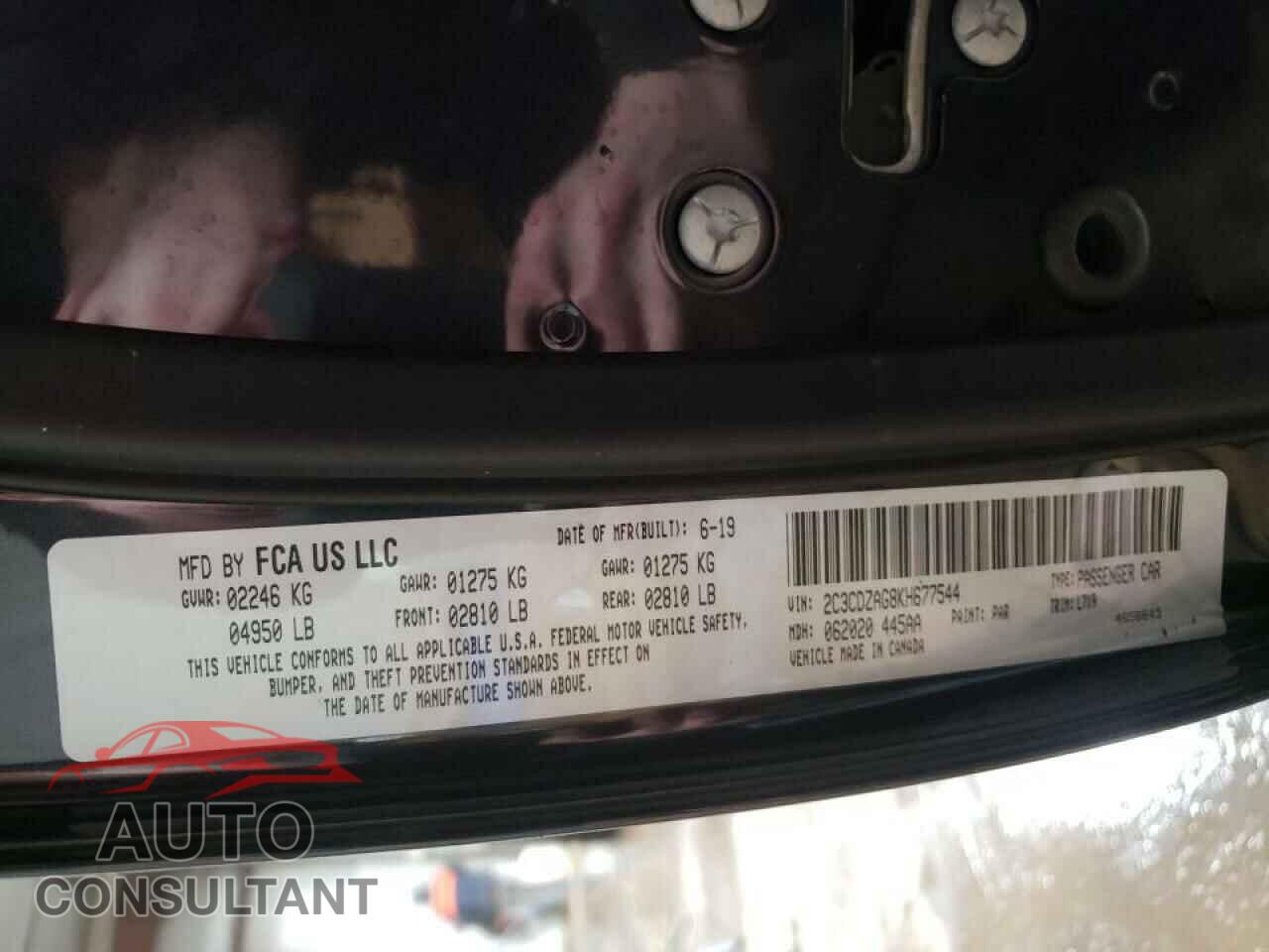 DODGE CHALLENGER 2019 - 2C3CDZAG8KH677544