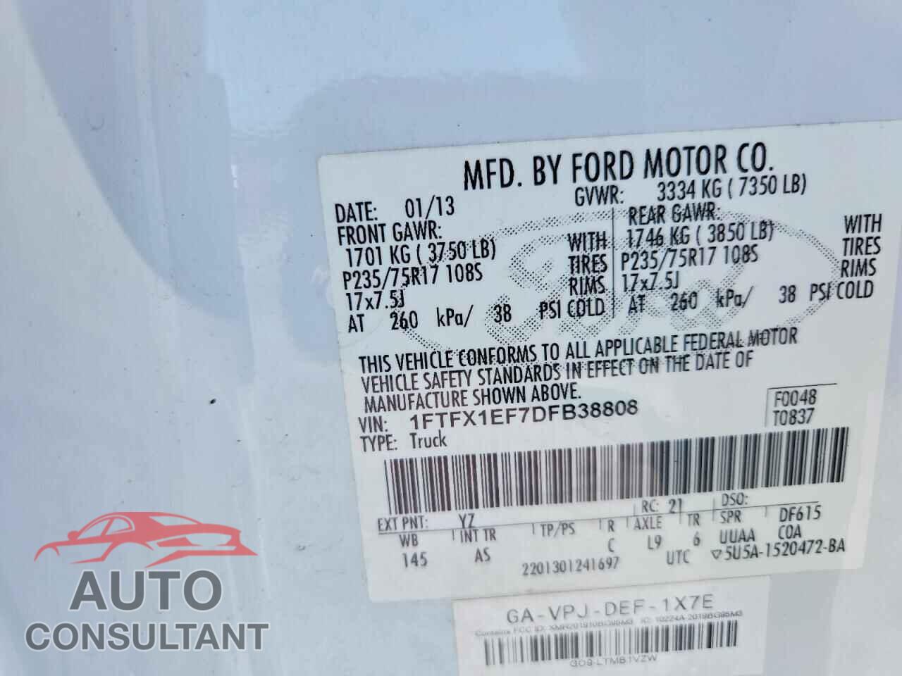 FORD F150 2013 - 1FTFX1EF7DFB38808