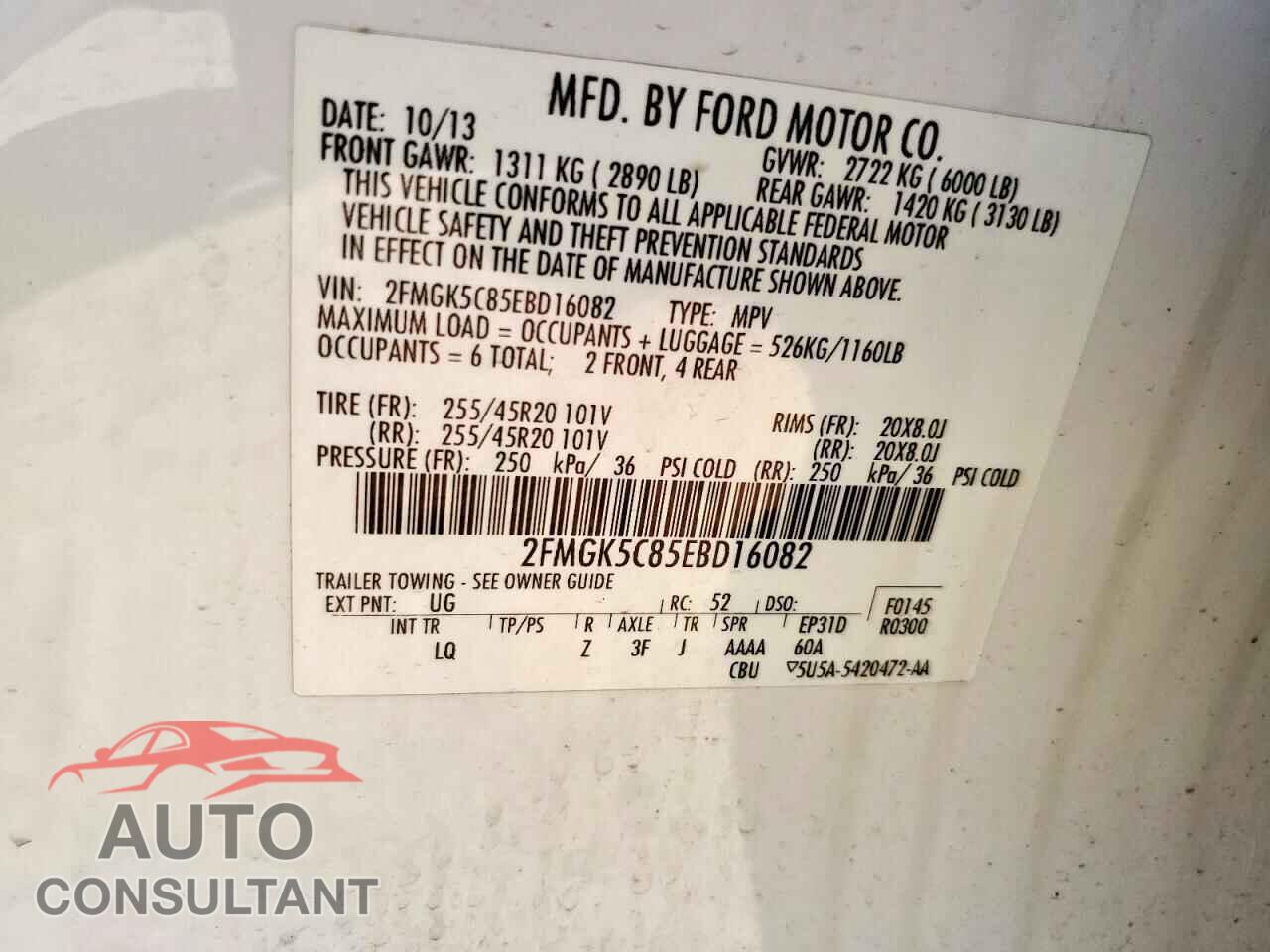 FORD FLEX 2014 - 2FMGK5C85EBD16082