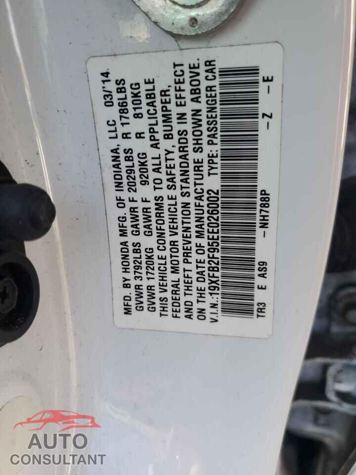 HONDA CIVIC 2014 - 19XFB2F95EE026002
