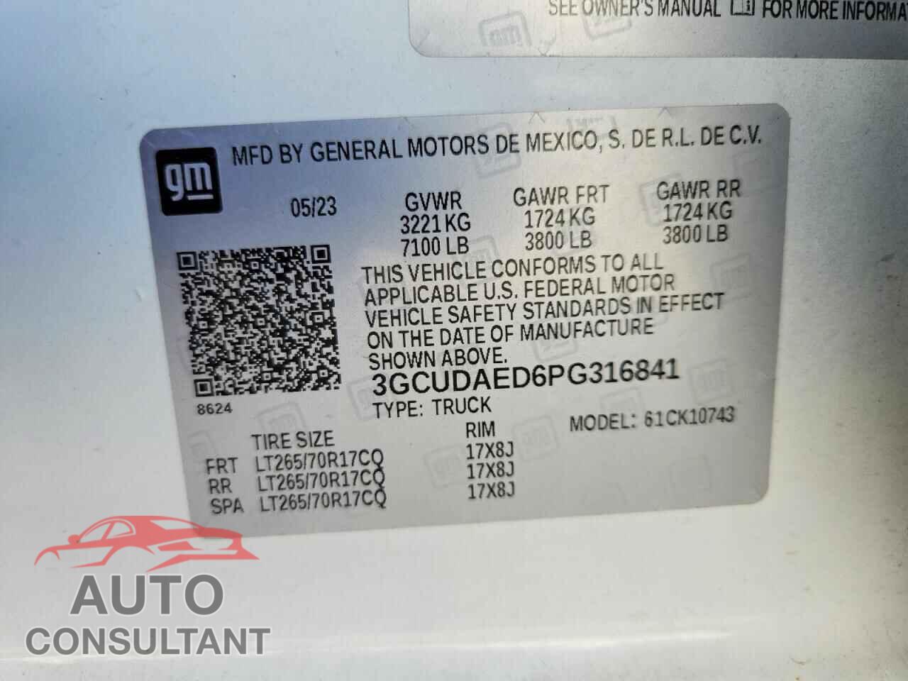 CHEVROLET SILVERADO 2023 - 3GCUDAED6PG316841