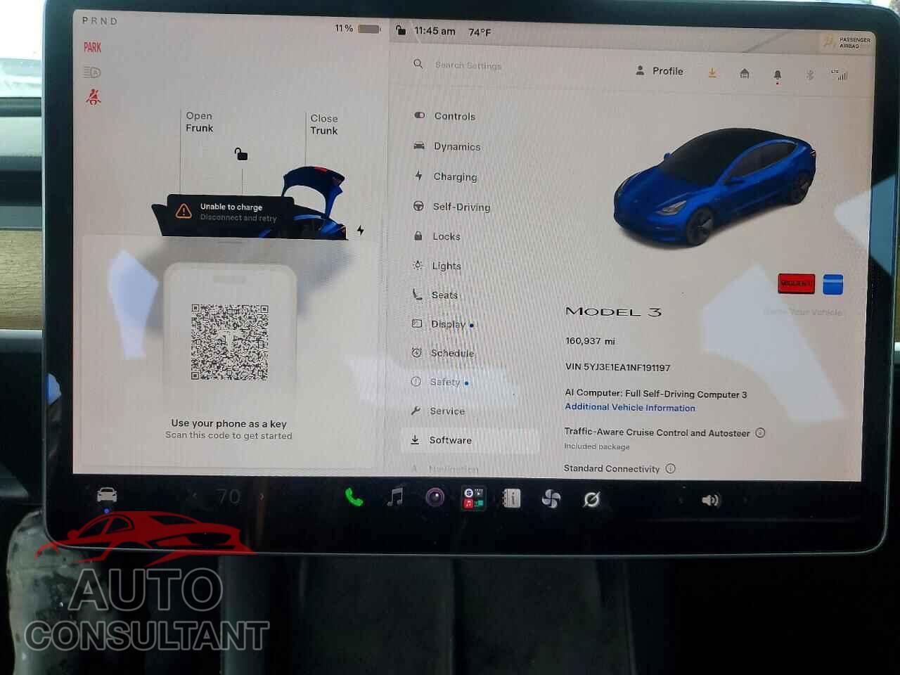 TESLA MODEL 3 2022 - 5YJ3E1EA1NF191197