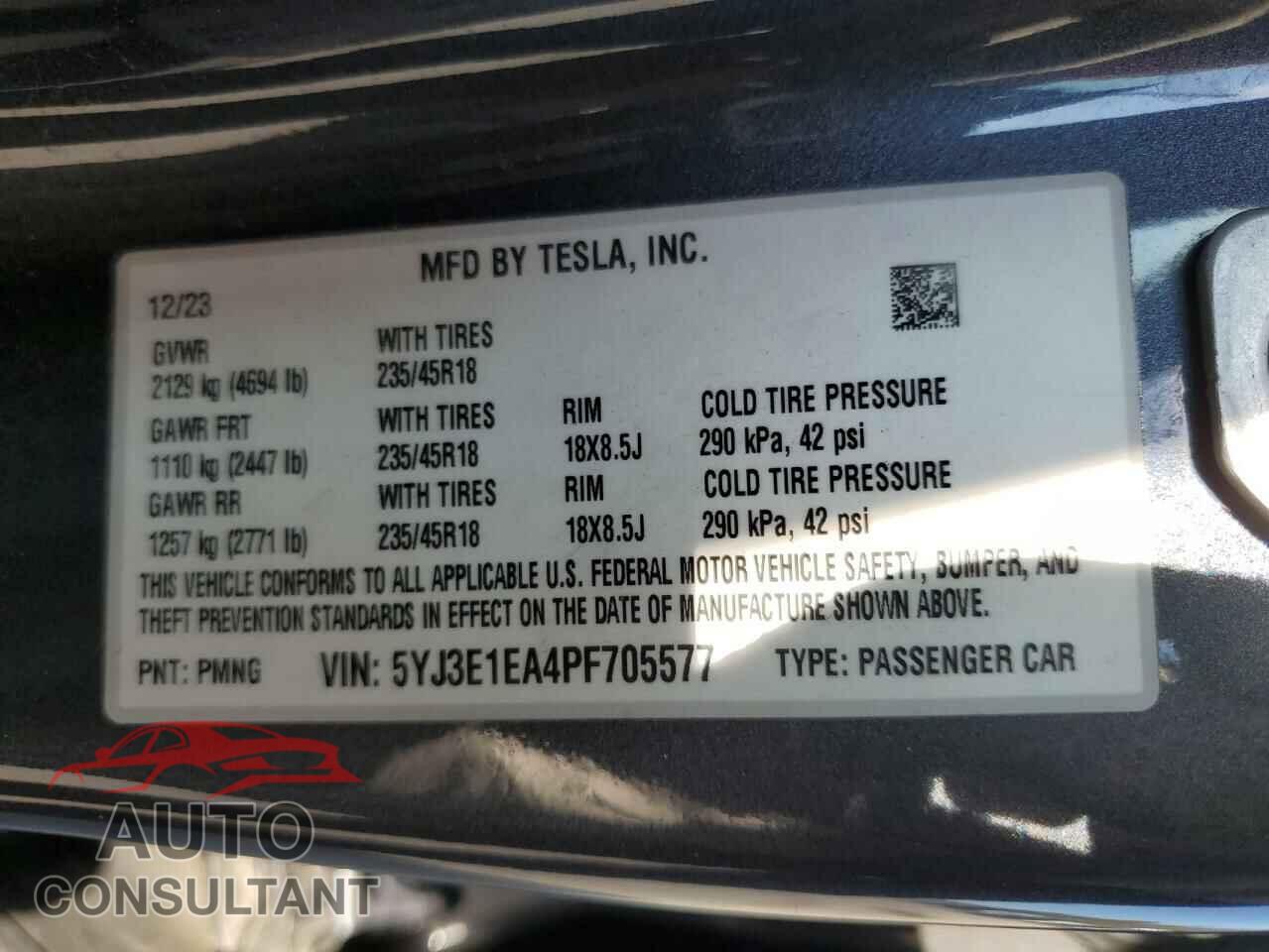 TESLA MODEL 3 2023 - 5YJ3E1EA4PF705577