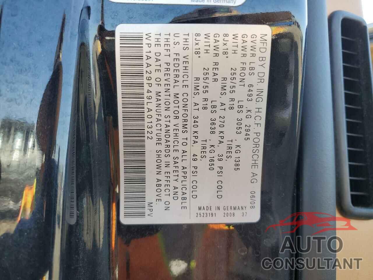 PORSCHE CAYENNE 2009 - WP1AA29P49LA01322