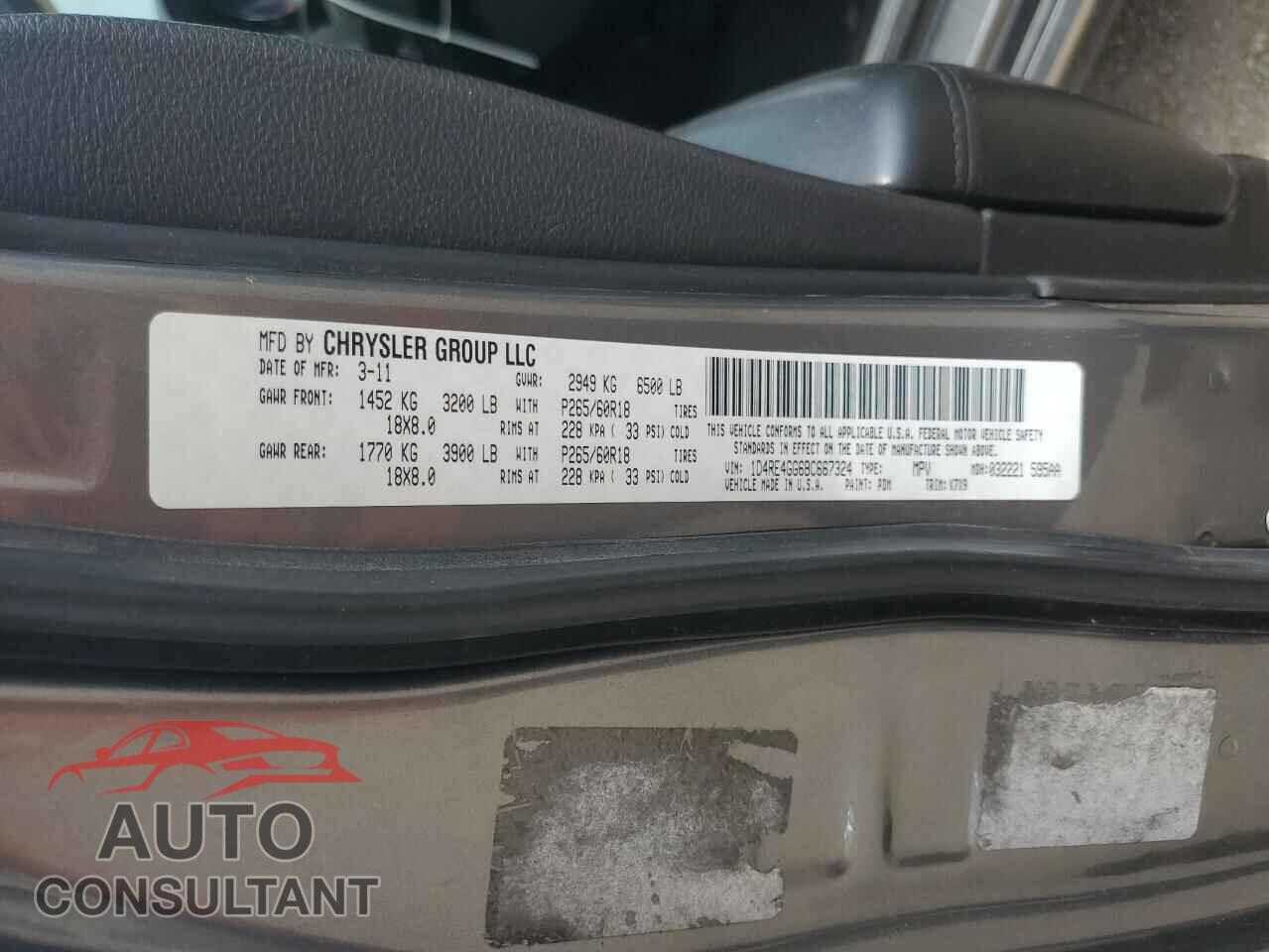 DODGE DURANGO 2011 - 1D4RE4GG6BC667324