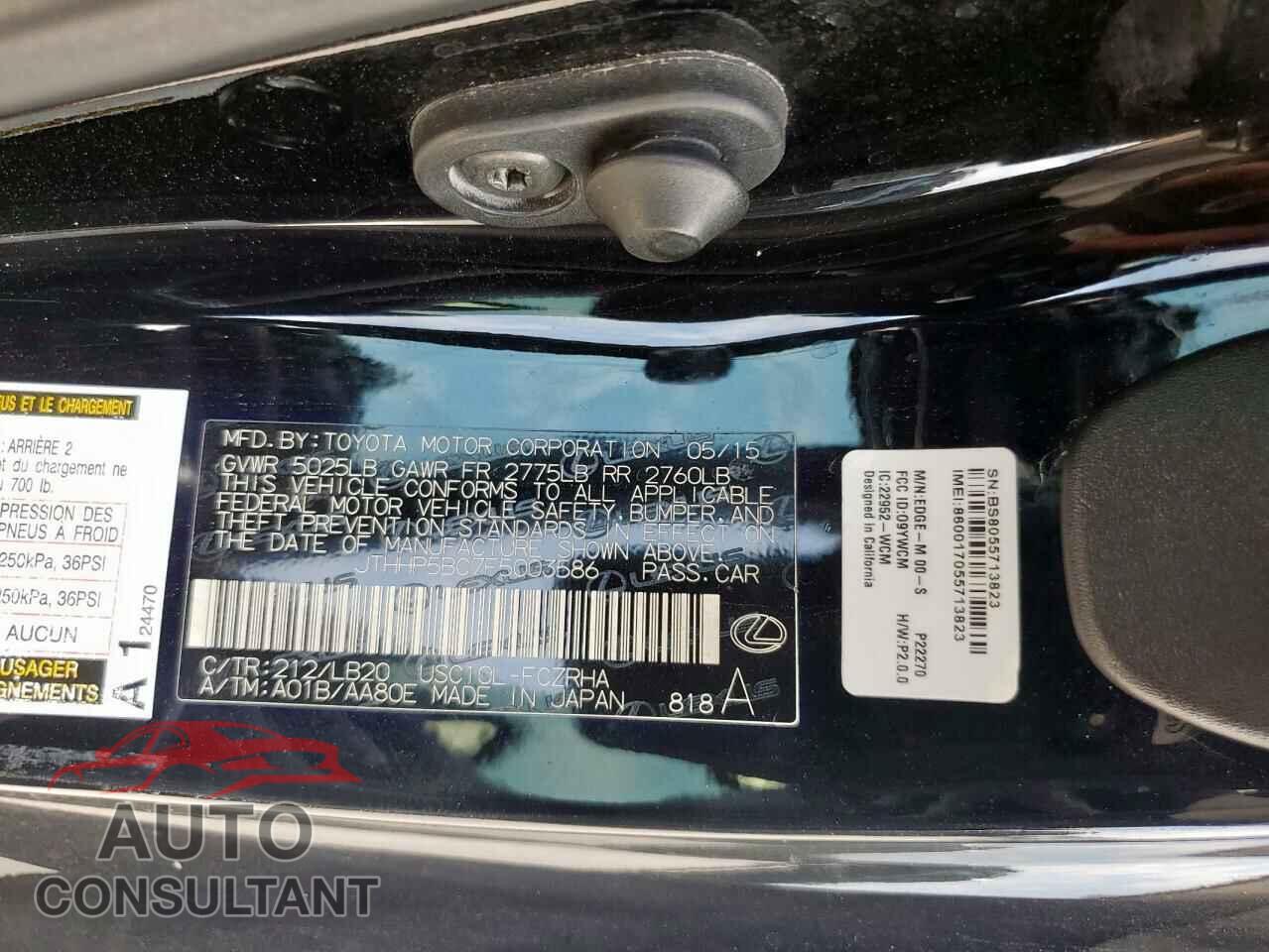 LEXUS RC 2015 - JTHHP5BC7F5003586