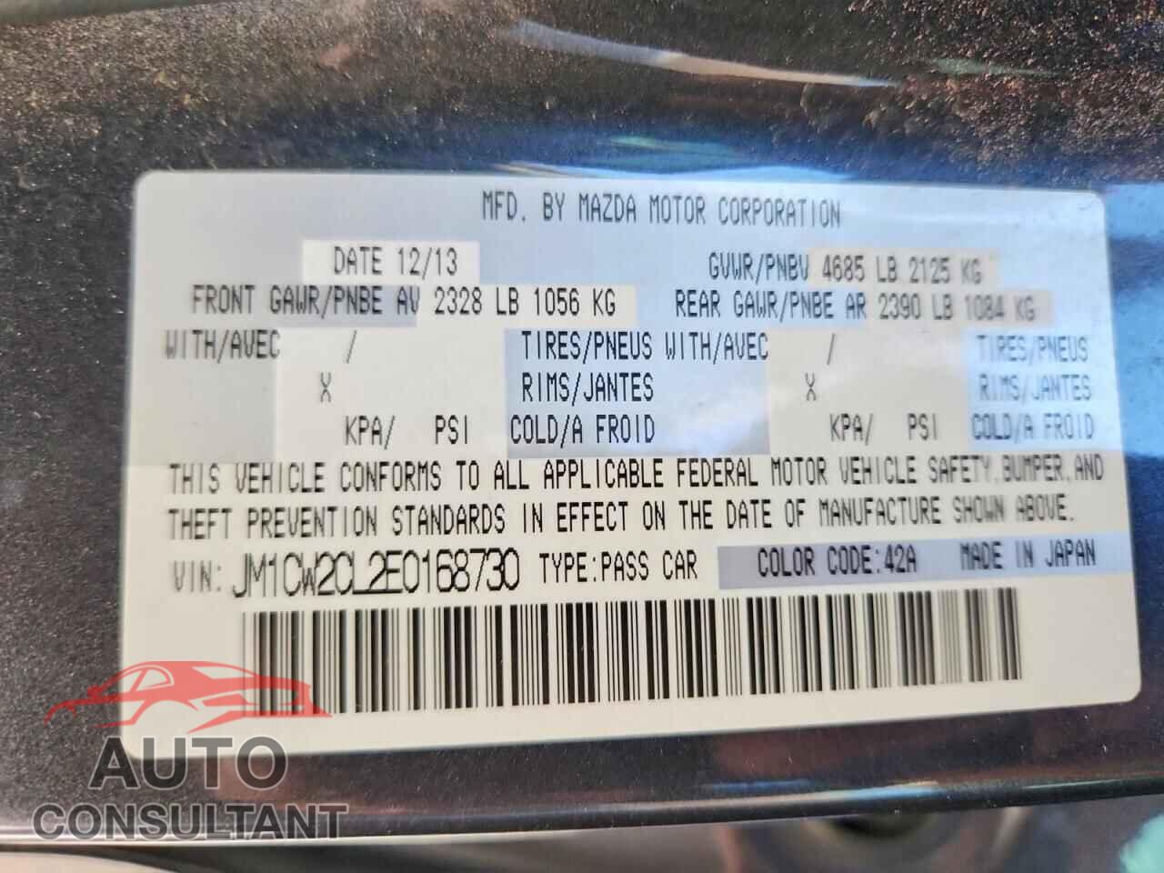 MAZDA 5 2014 - JM1CW2CL2E0168730