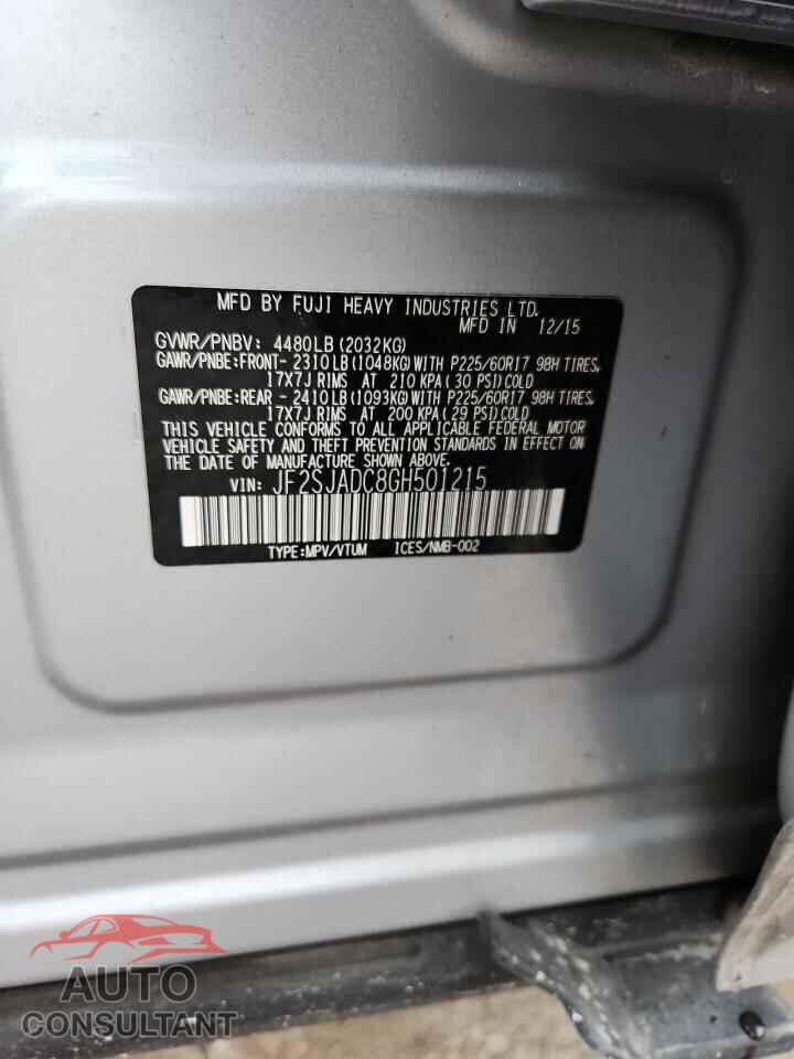 SUBARU FORESTER 2016 - JF2SJADC8GH501215