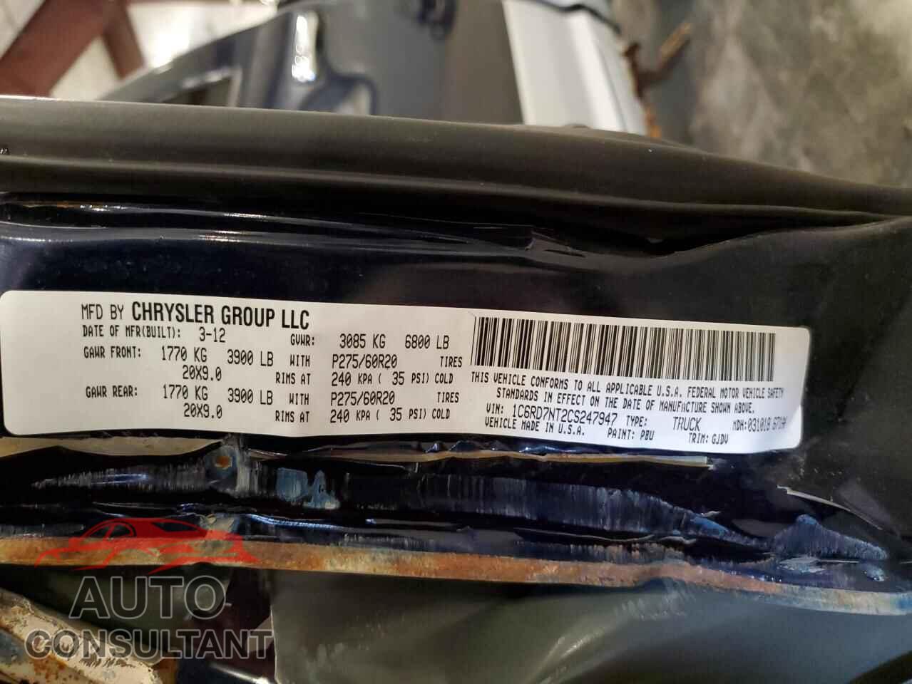 DODGE All Models 2012 - 1C6RD7NT2CS247947
