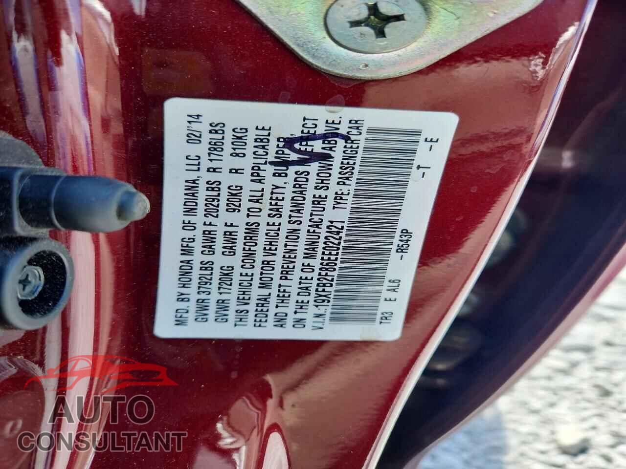 HONDA CIVIC 2014 - 19XFB2F86EE022421