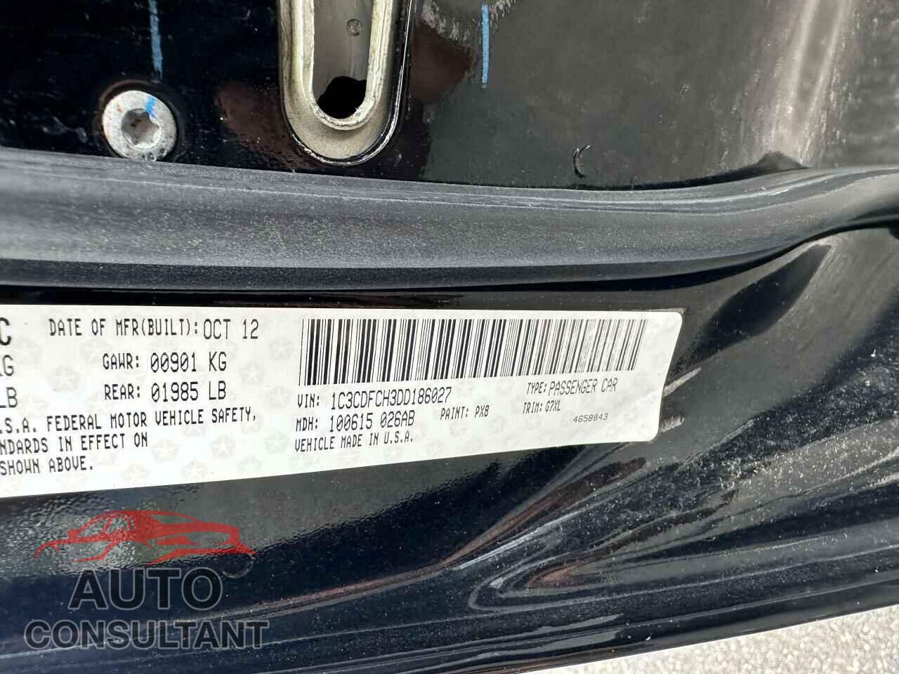 DODGE DART 2013 - 1C3CDFCH3DD186027