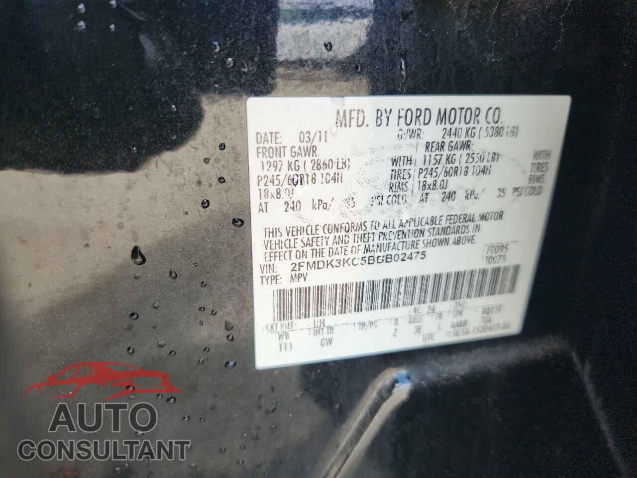 FORD EDGE 2011 - 2FMDK3KC5BBB02475