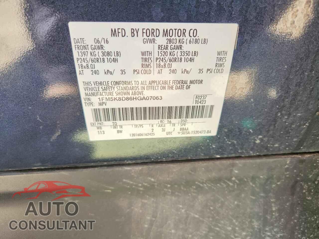 FORD EXPLORER 2017 - 1FM5K8D86HGA07063