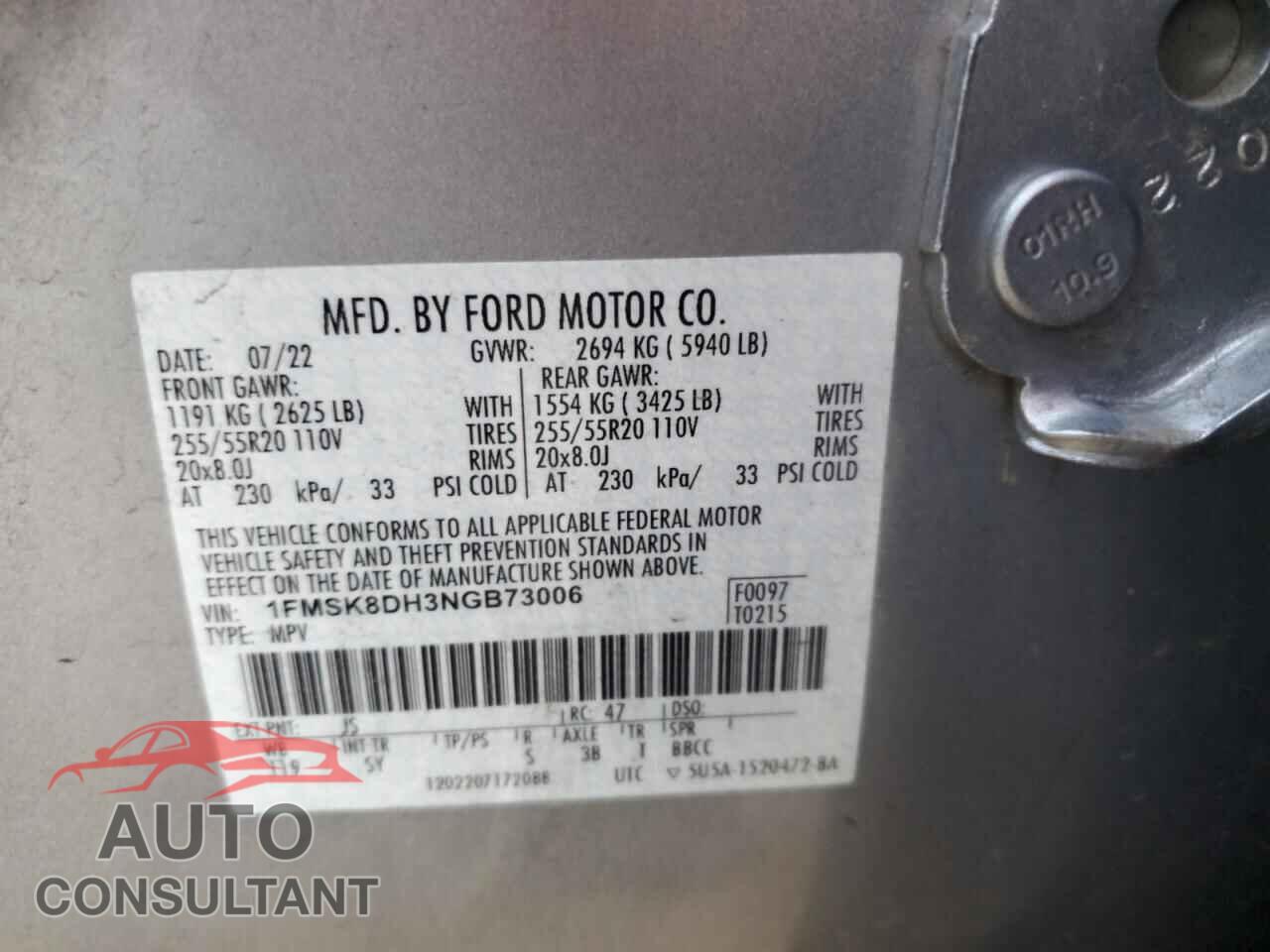 FORD EXPLORER 2022 - 1FMSK8DH3NGB73006