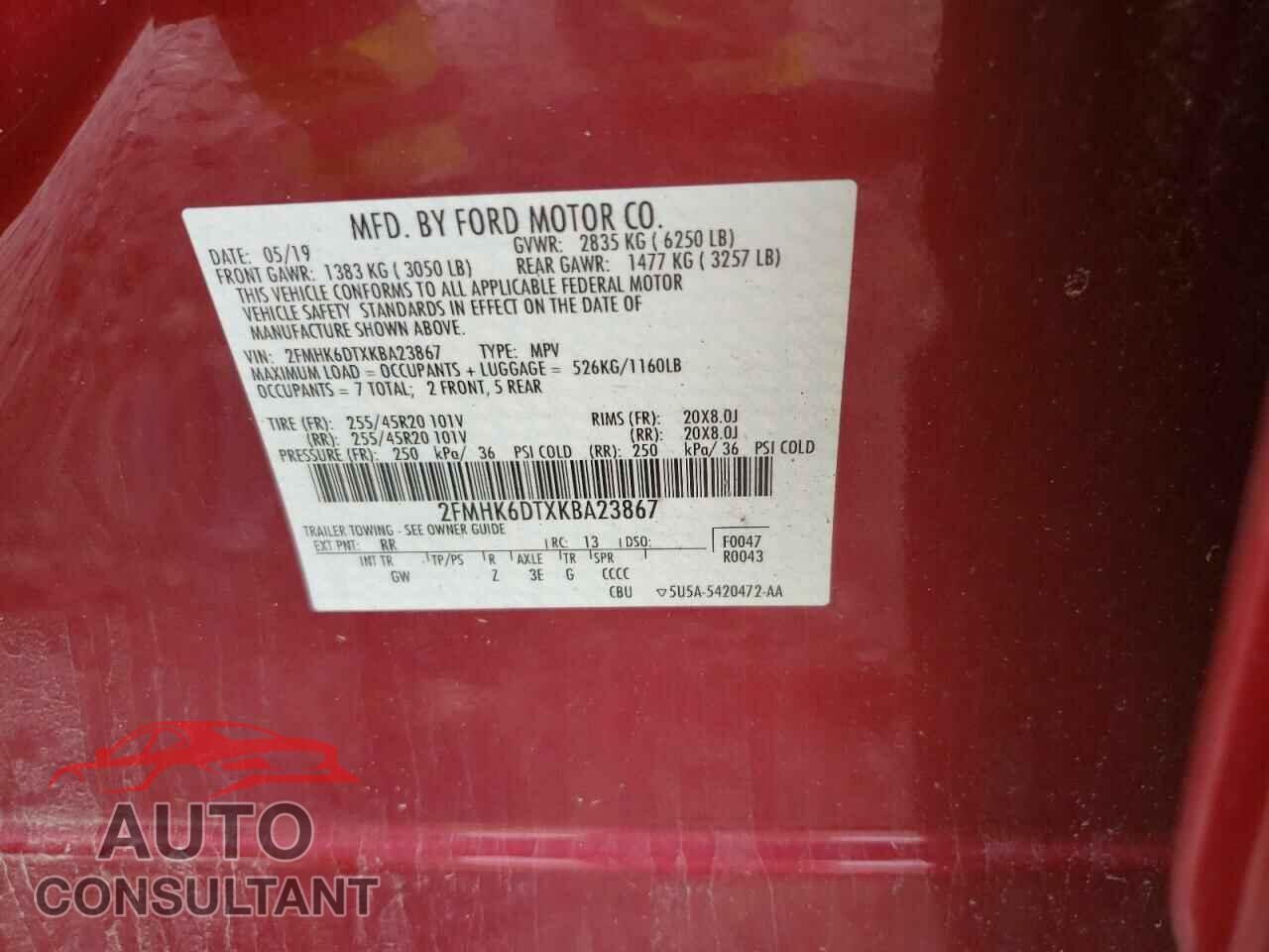 FORD FLEX 2019 - 2FMHK6DTXKBA23867
