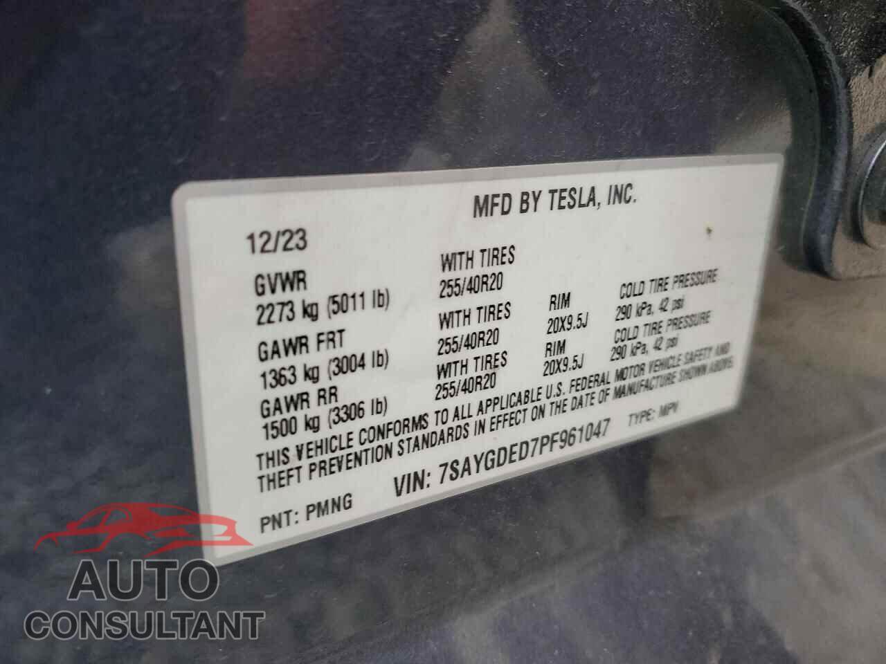 TESLA MODEL Y 2023 - 7SAYGDED7PF961047
