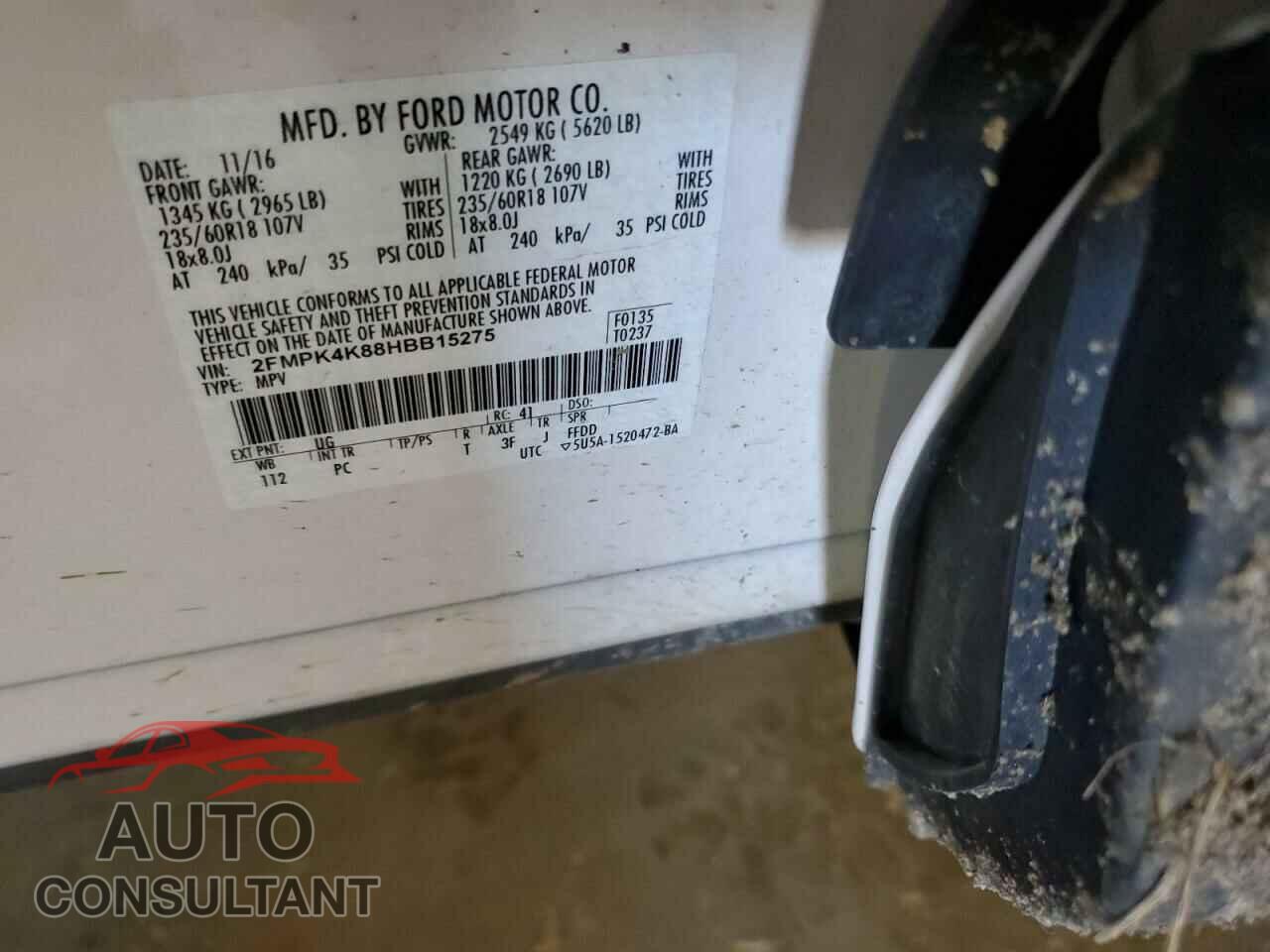 FORD EDGE 2017 - 2FMPK4K88HBB15275