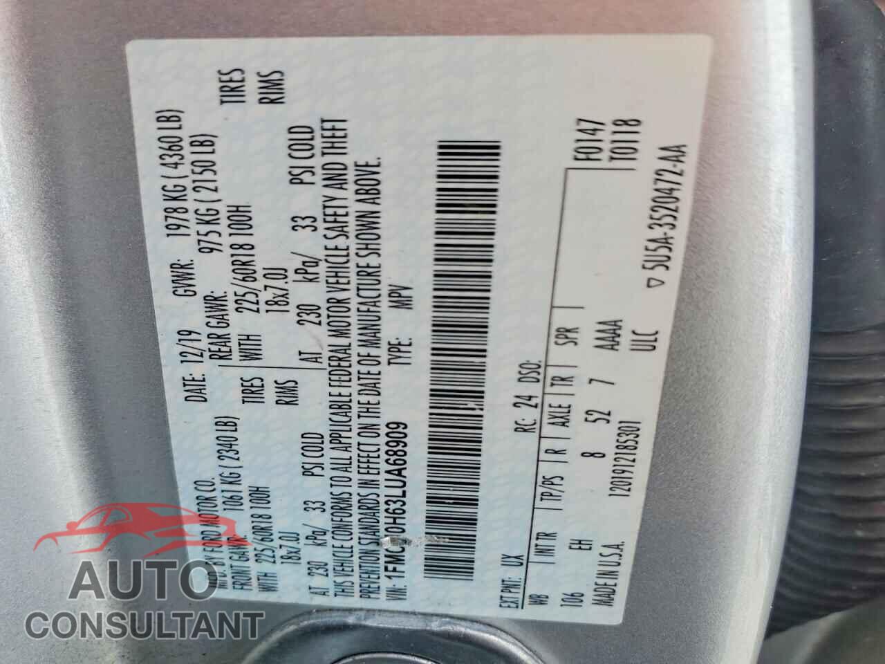 FORD ESCAPE 2020 - 1FMCU0H63LUA68909