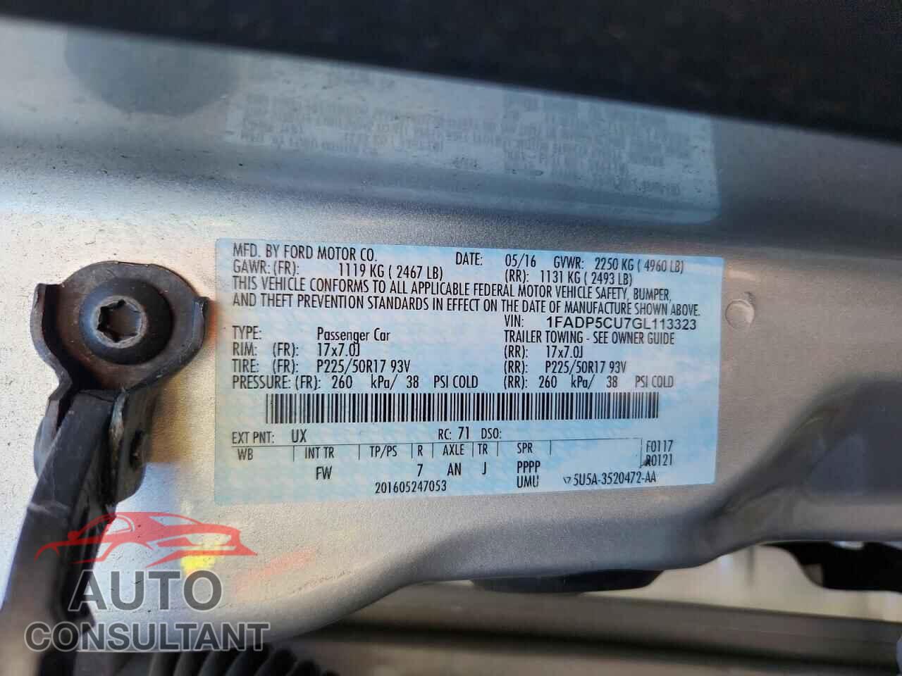 FORD CMAX 2016 - 1FADP5CU7GL113323