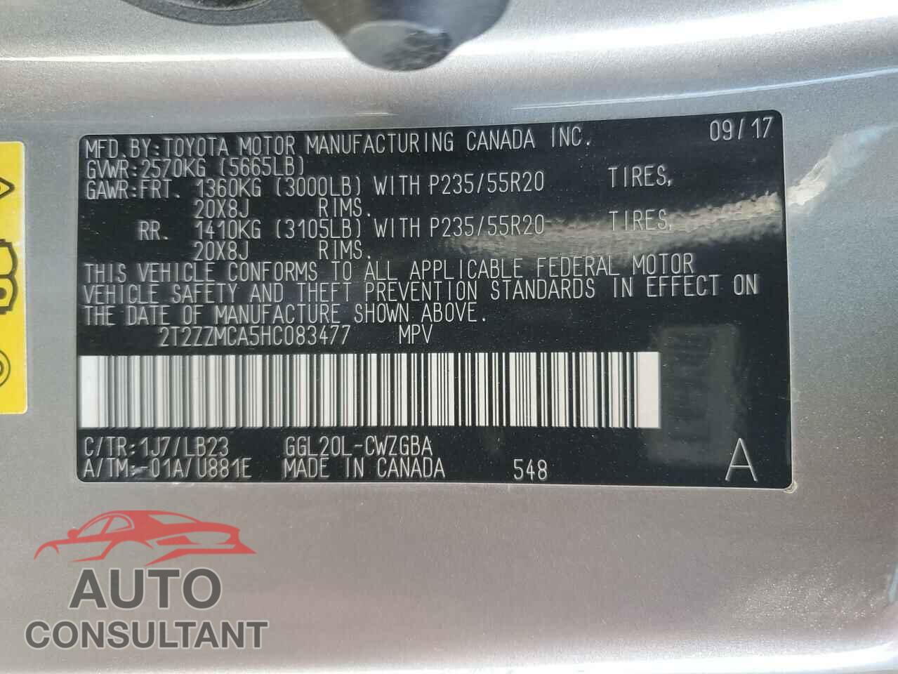 LEXUS RX350 2017 - 2T2ZZMCA5HC083477