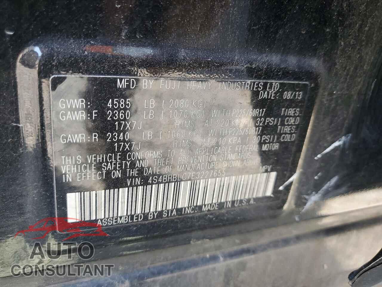 SUBARU OUTBACK 2014 - 4S4BRBLC7E3227655