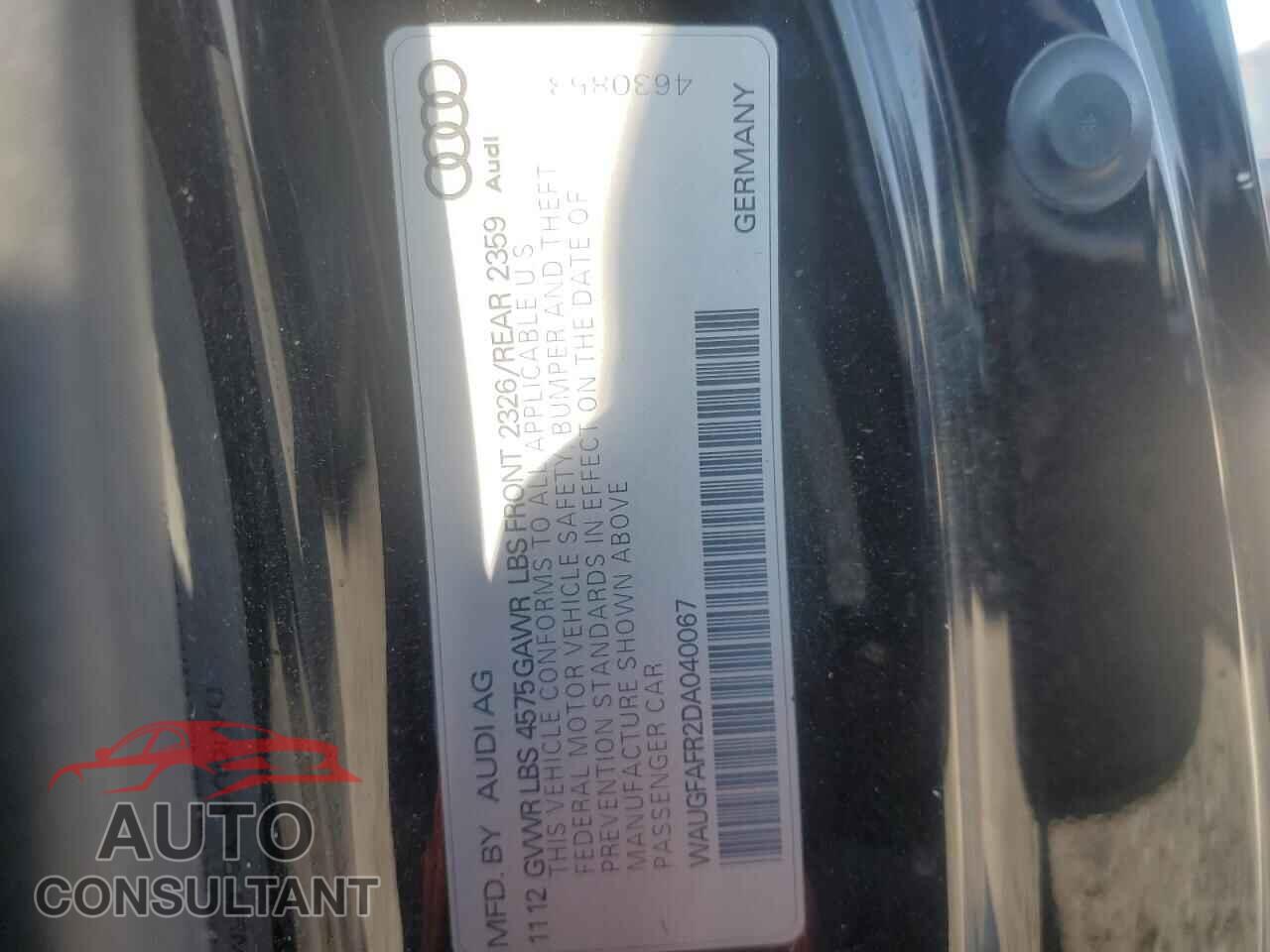 AUDI A5 2013 - WAUGFAFR2DA040067