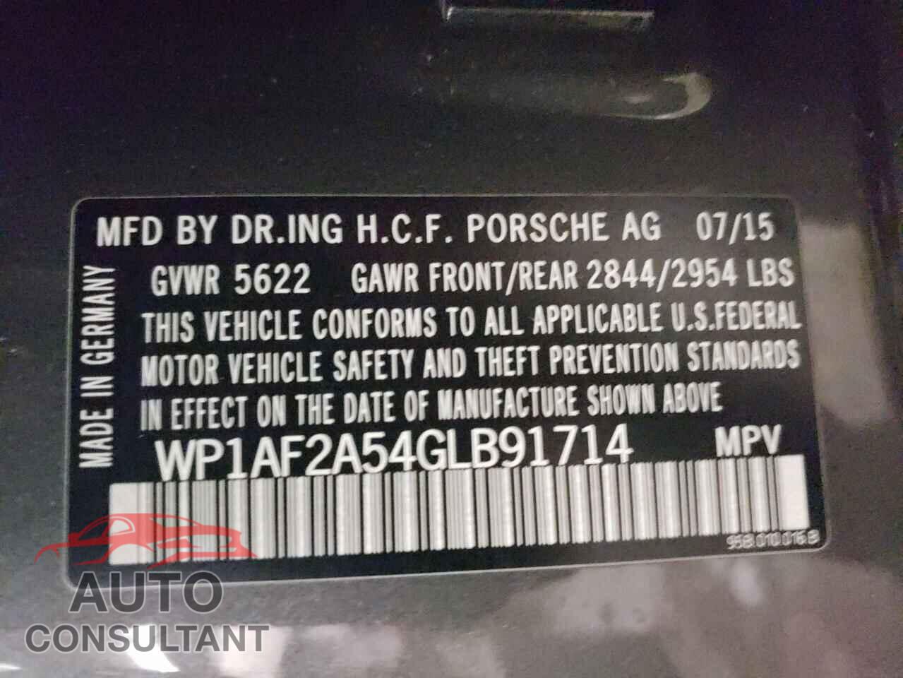 PORSCHE MACAN 2016 - WP1AF2A54GLB91714