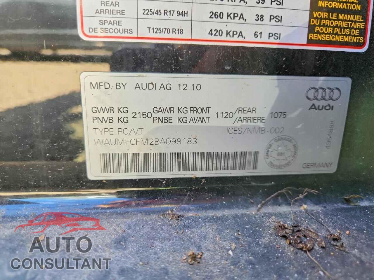 AUDI A3 2011 - WAUMFCFM2BA099183
